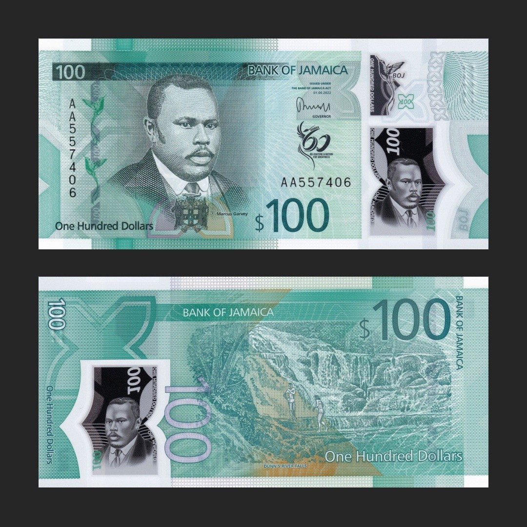 JAMAICA 100 JAMAICAN DOLLARS BANKNOTE CARIBBEAN 2020 60th COMMEMORATIVE NOTE UNC