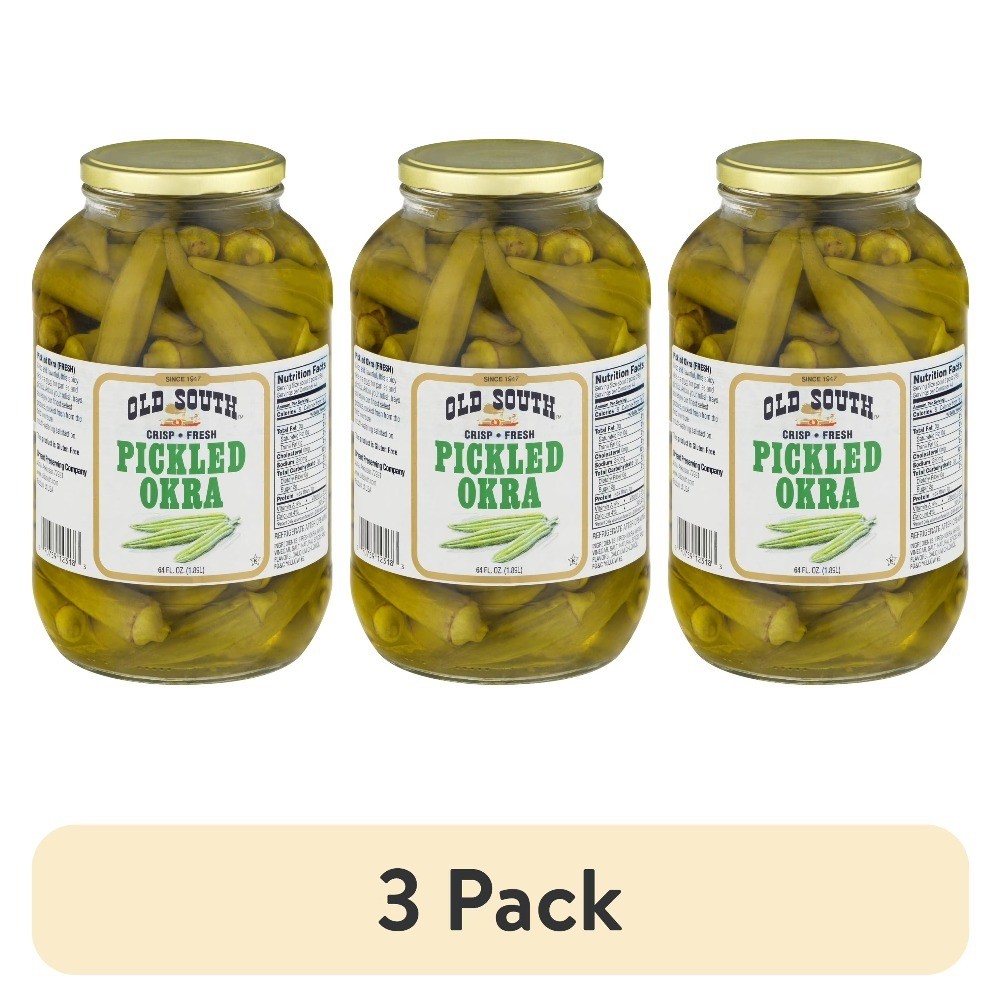 (3 pack) Old South Pickled Okra, Shelf Stable, 64 oz Jar (3 pack) Old South Pickled Okra, Shelf Stable, 64 oz Jar