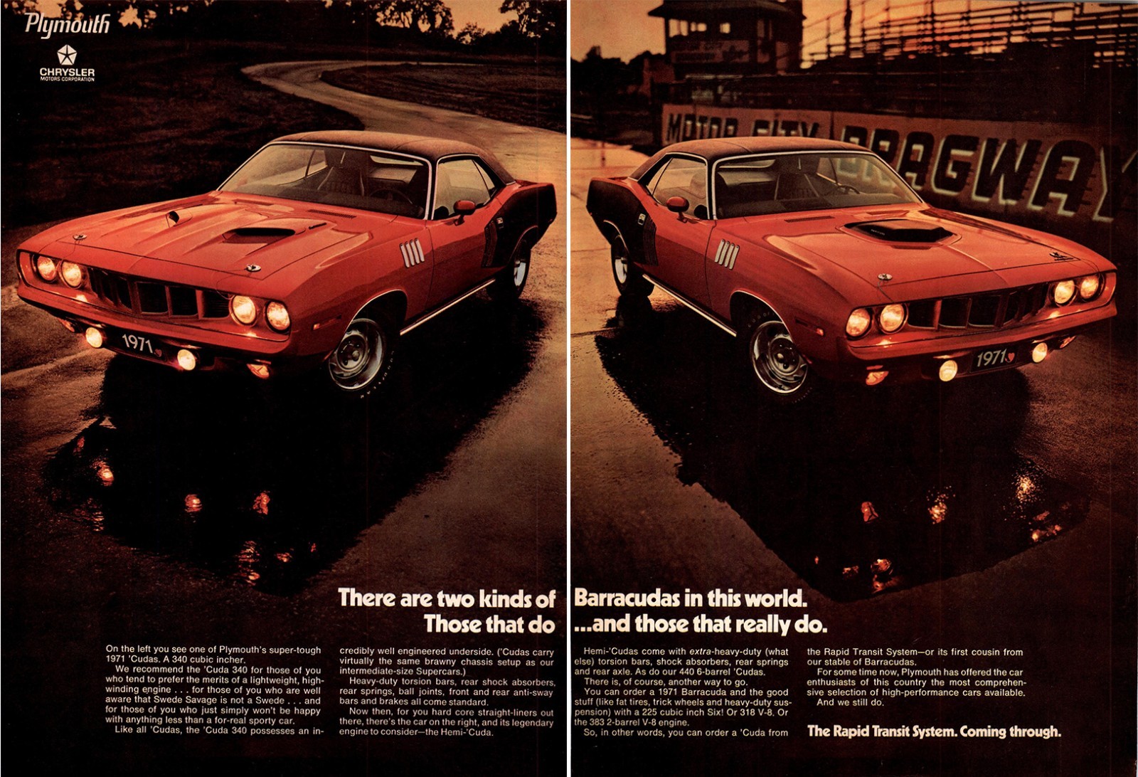 1971 Plymouth Barracuda Vintage Print Ad 2 Pages 1971 Plymouth Barracuda Vintage Print Ad 2 Pages