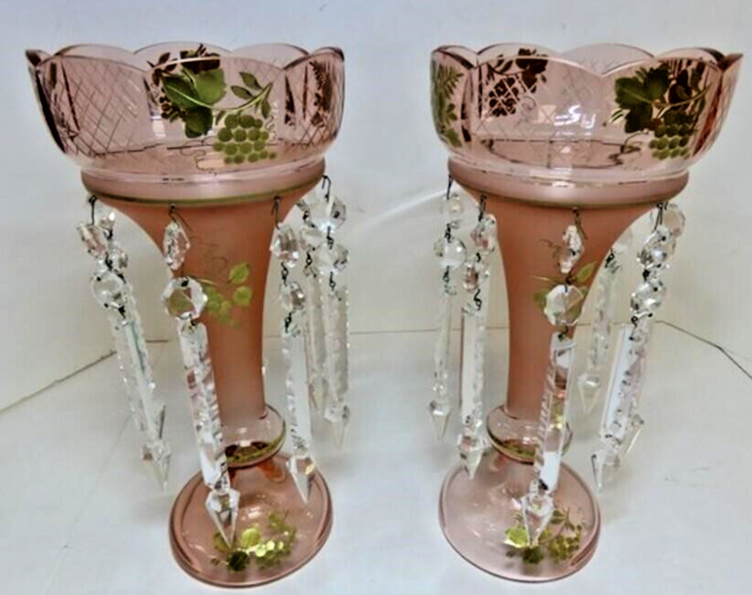 Pair of Spectacular Antique Victorian Mantle Lusters, Circa 1850-1890 Pair of Spectacular Antique Victorian Mantle Lusters, Circa 1850-1890