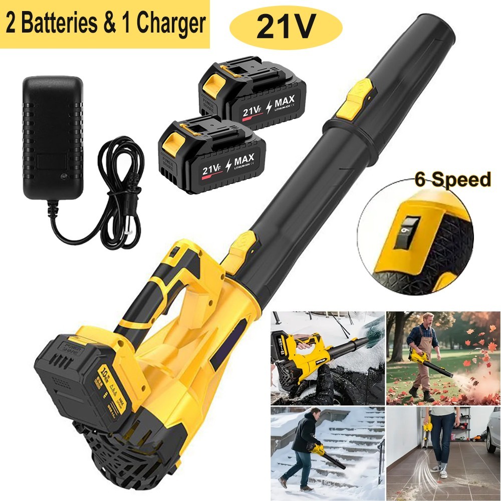 New Cordless Leaf Blower 650CFM/280MPH & 6 Speed Levels Electric w/2 Batteries