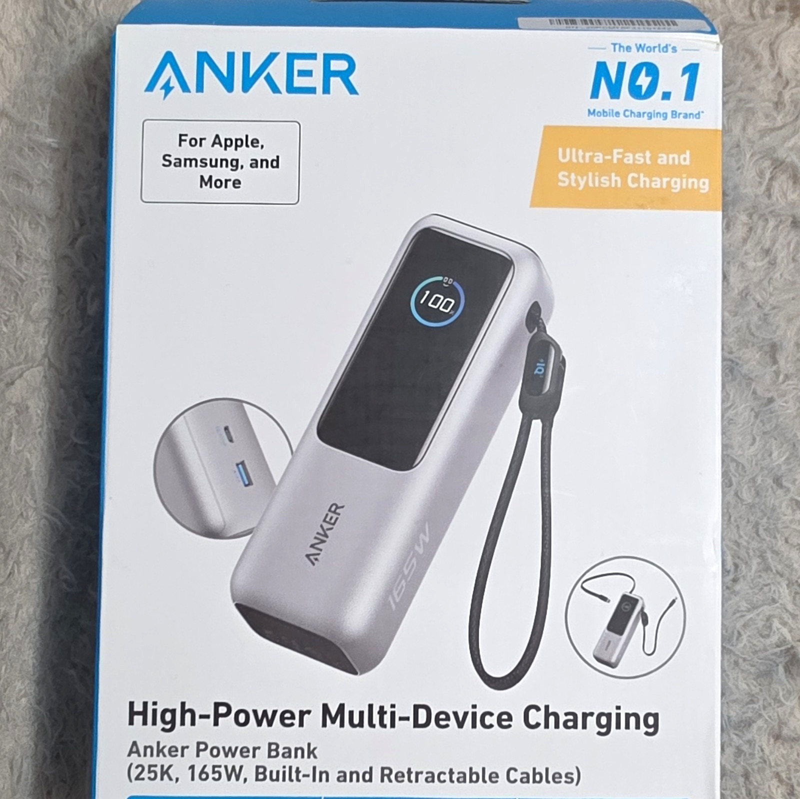 Anker 25000mAh 165W Power Bank w/ Built-In Retractable Cables USB-C/USB-A Anker 25000mAh 165W Power Bank w/ Built-In Retractable Cables USB-C/USB-A