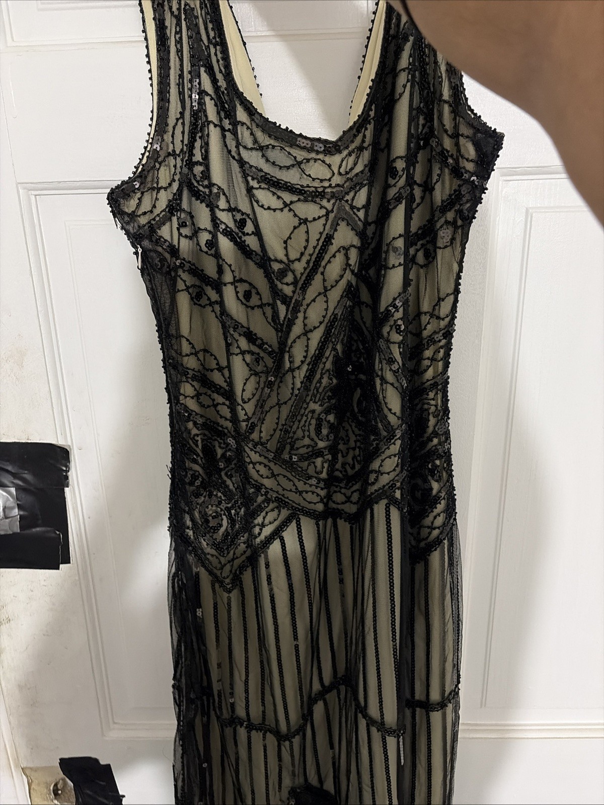 BABEYOND Blue Sequin Beaded Flapper Dress Size M 1920s Gatsby Fringe Hem Party BABEYOND Blue Sequin Beaded Flapper Dress Size M 1920s Gatsby Fringe Hem Party