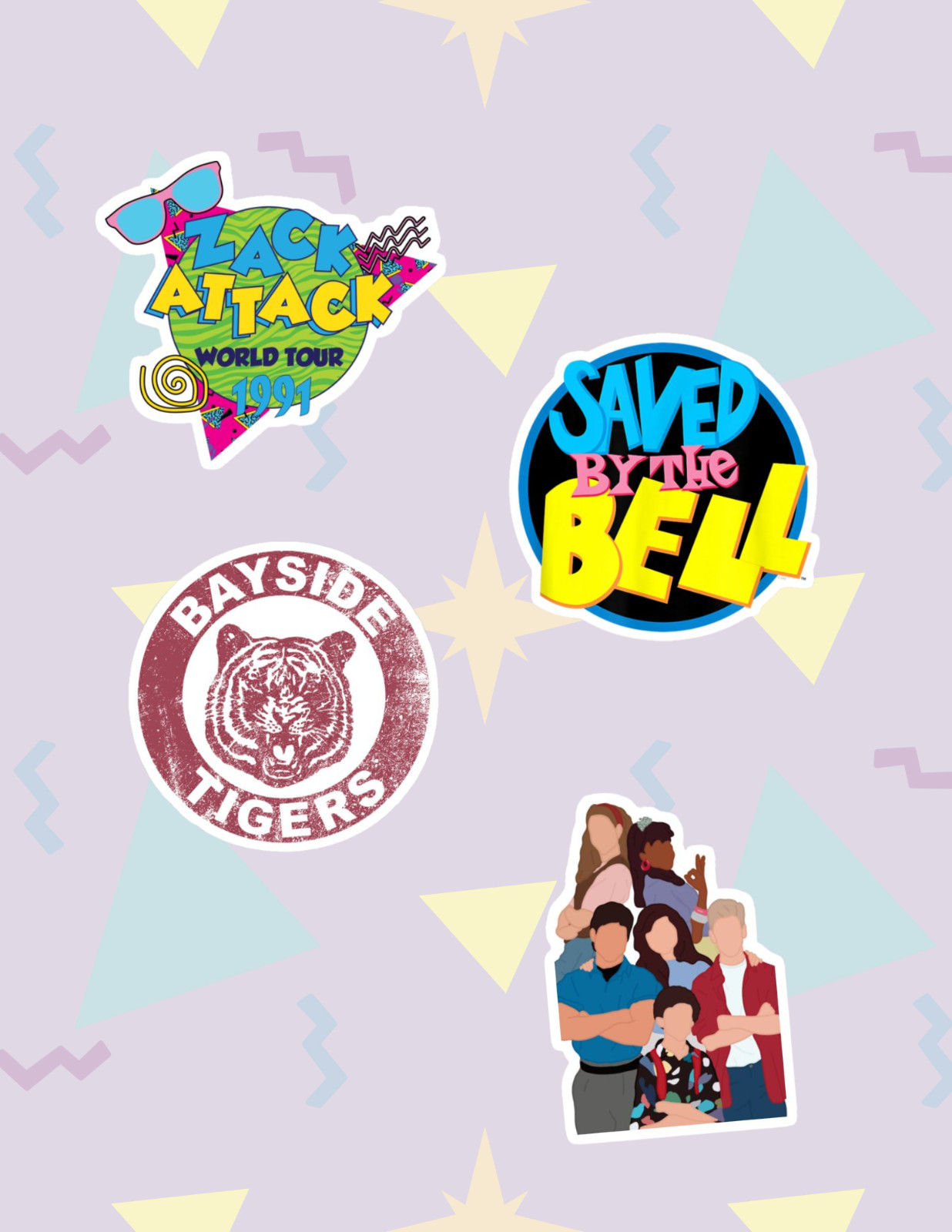 Saved By The Bell Retro 90\'s TV 4pc Sticker Pack