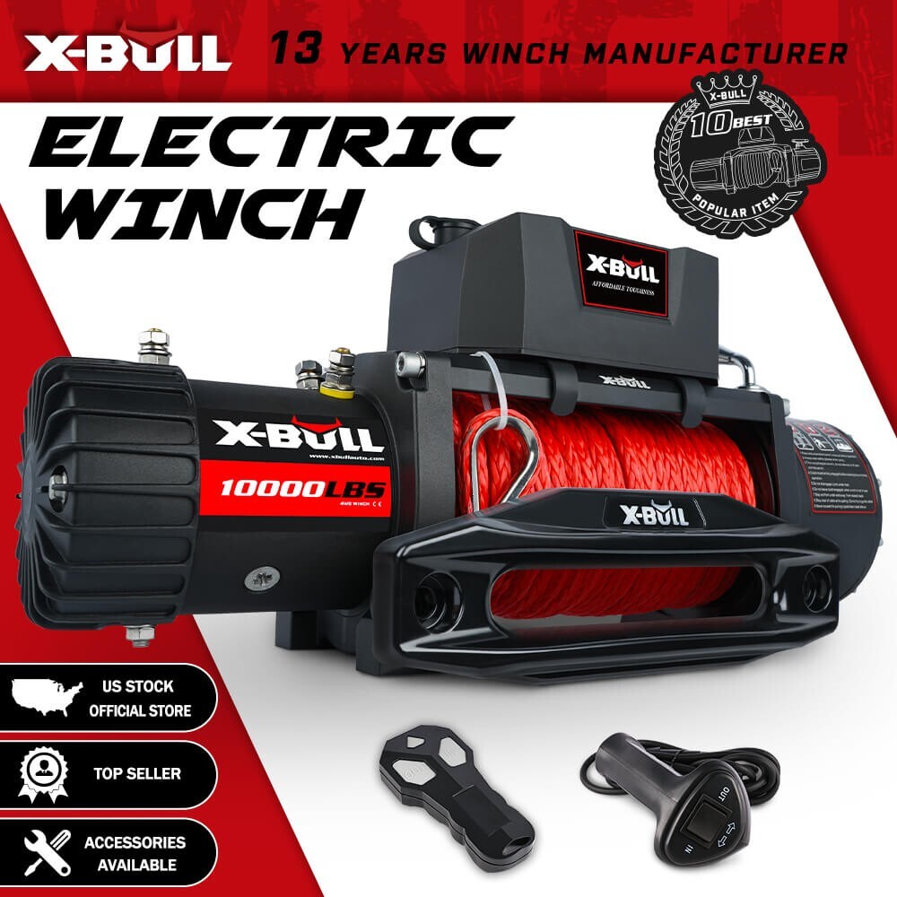 X-BULL Electric Winch 10000lb Synthetic Rope Winch 12V Towing Truck 4x4 4WD Car X-BULL Electric Winch 10000lb Synthetic Rope Winch 12V Towing Truck 4x4 4WD Car
