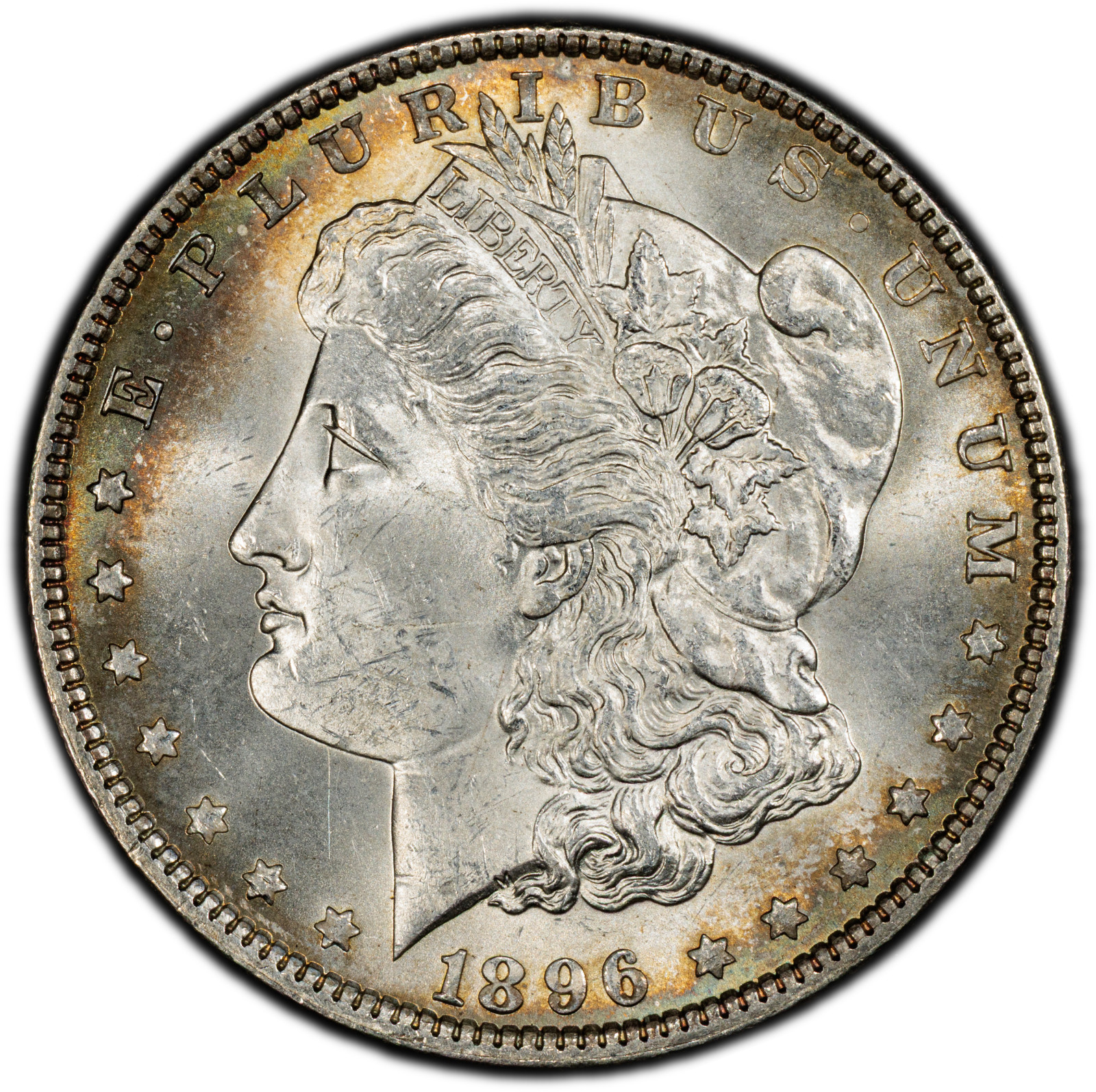 1896-P PCGS MS64 Morgan Dollar w/ Pretty Rim & Crescent Toning | Premium Quality 1896-P PCGS MS64 Morgan Dollar w/ Pretty Rim & Crescent Toning | Premium Quality