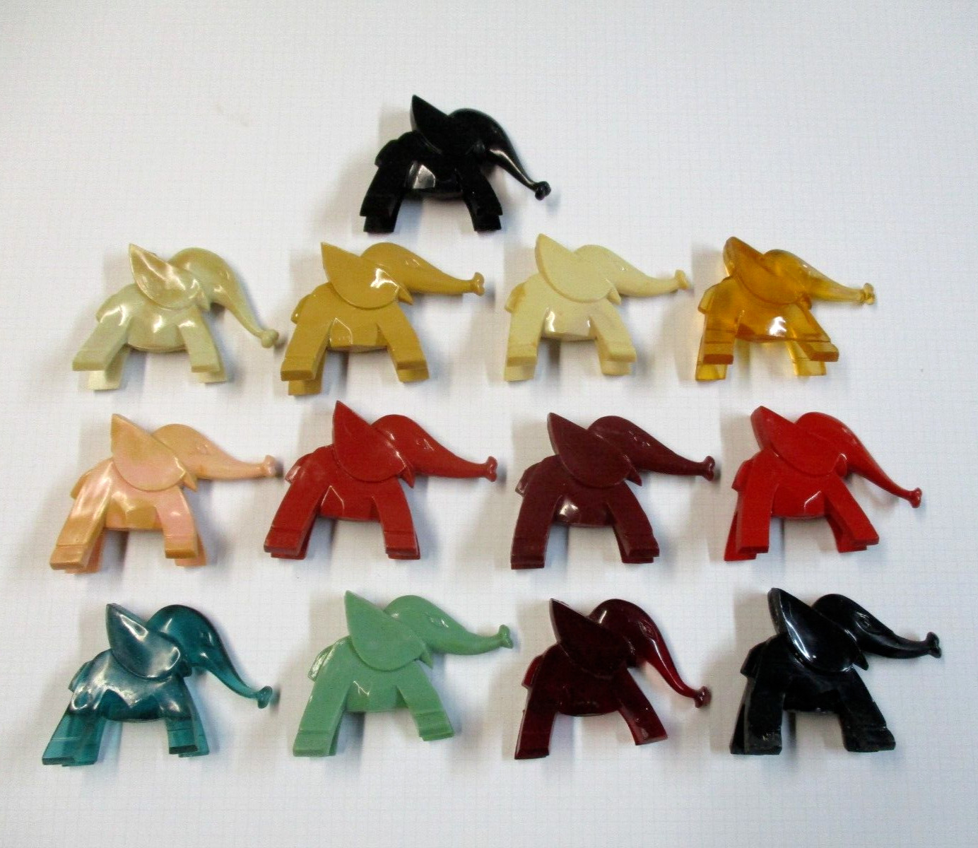 Vintage Nosco Don Manning Art Deco Lucite Elephants Opaque & Translucent Lot Vintage Nosco Don Manning Art Deco Lucite Elephants Opaque & Translucent Lot