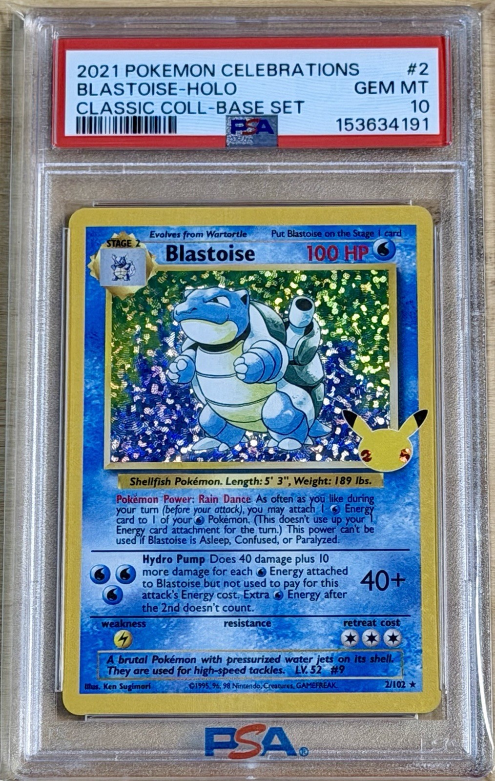 2021 Pokemon Blastoise Celebrations Classic Collection Holo 2/102 PSA 10 GEM 💎 2021 Pokemon Blastoise Celebrations Classic Collection Holo 2/102 PSA 10 GEM 💎
