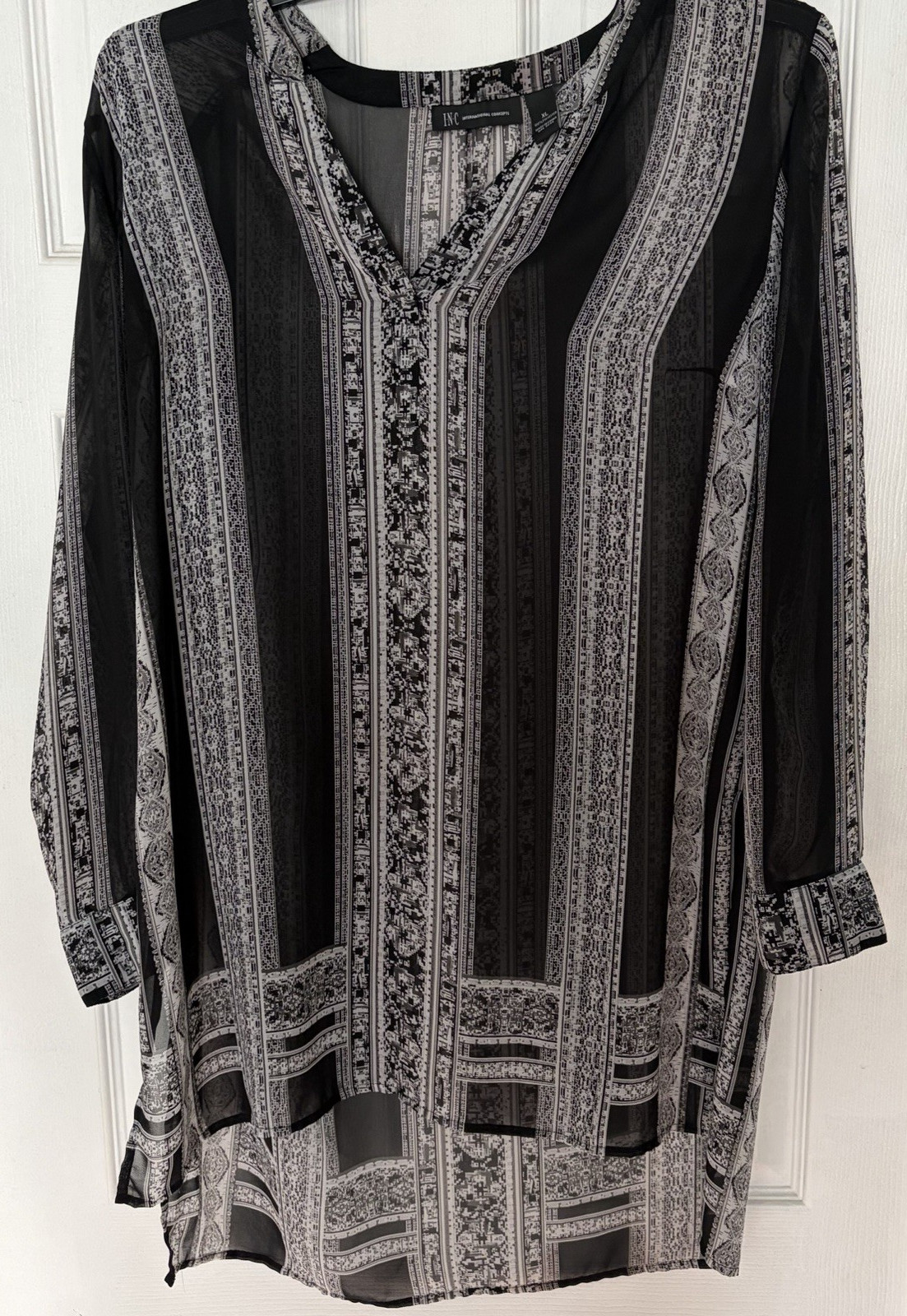 INC International Concepts Women\'s XL Sheer Tunic Blouse Lightweight Casual INC International Concepts Women\'s XL Sheer Tunic Blouse Lightweight Casual