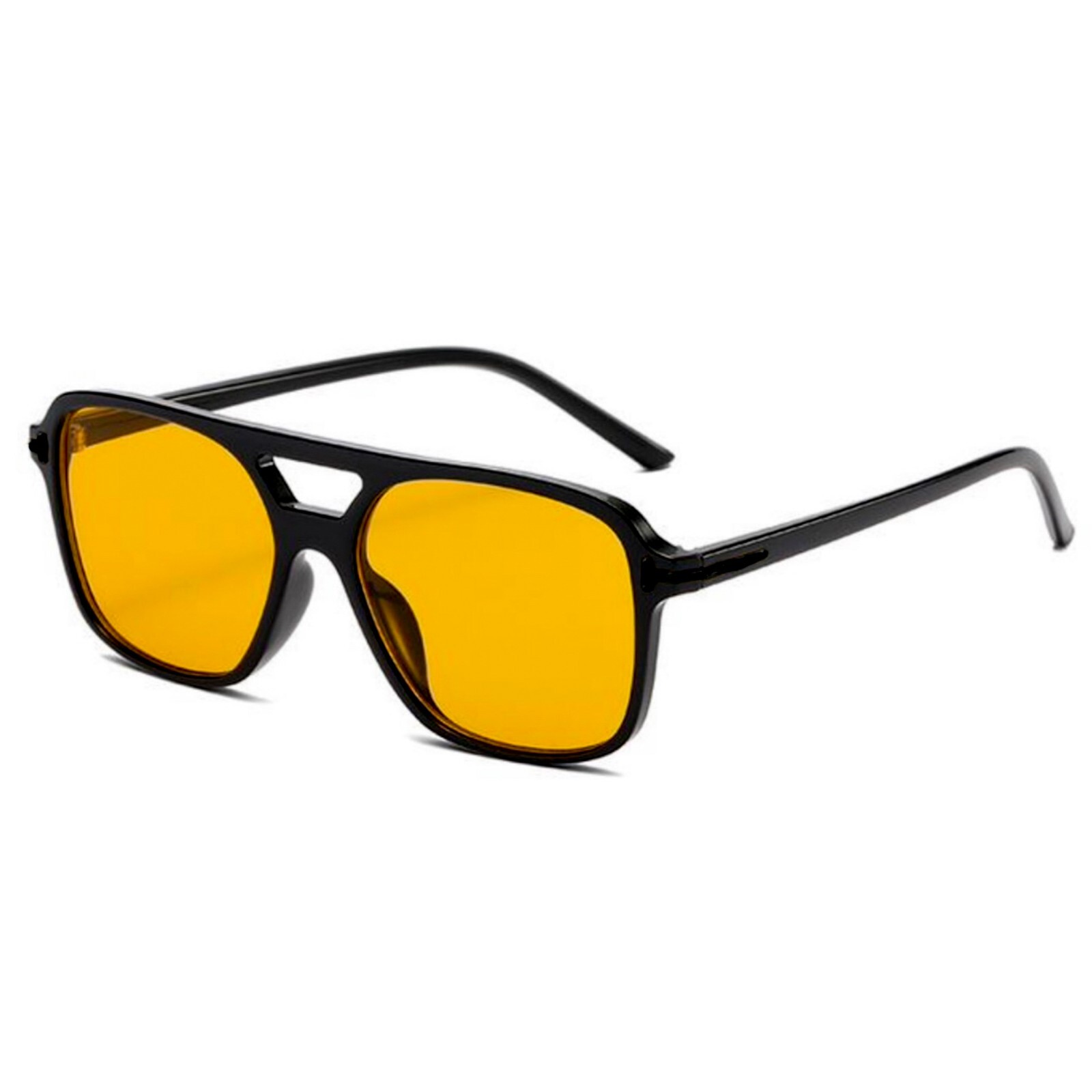 Men Women Trendy Yellow Lens Big Aviator Retro 70\'s Oversized Sunglasses