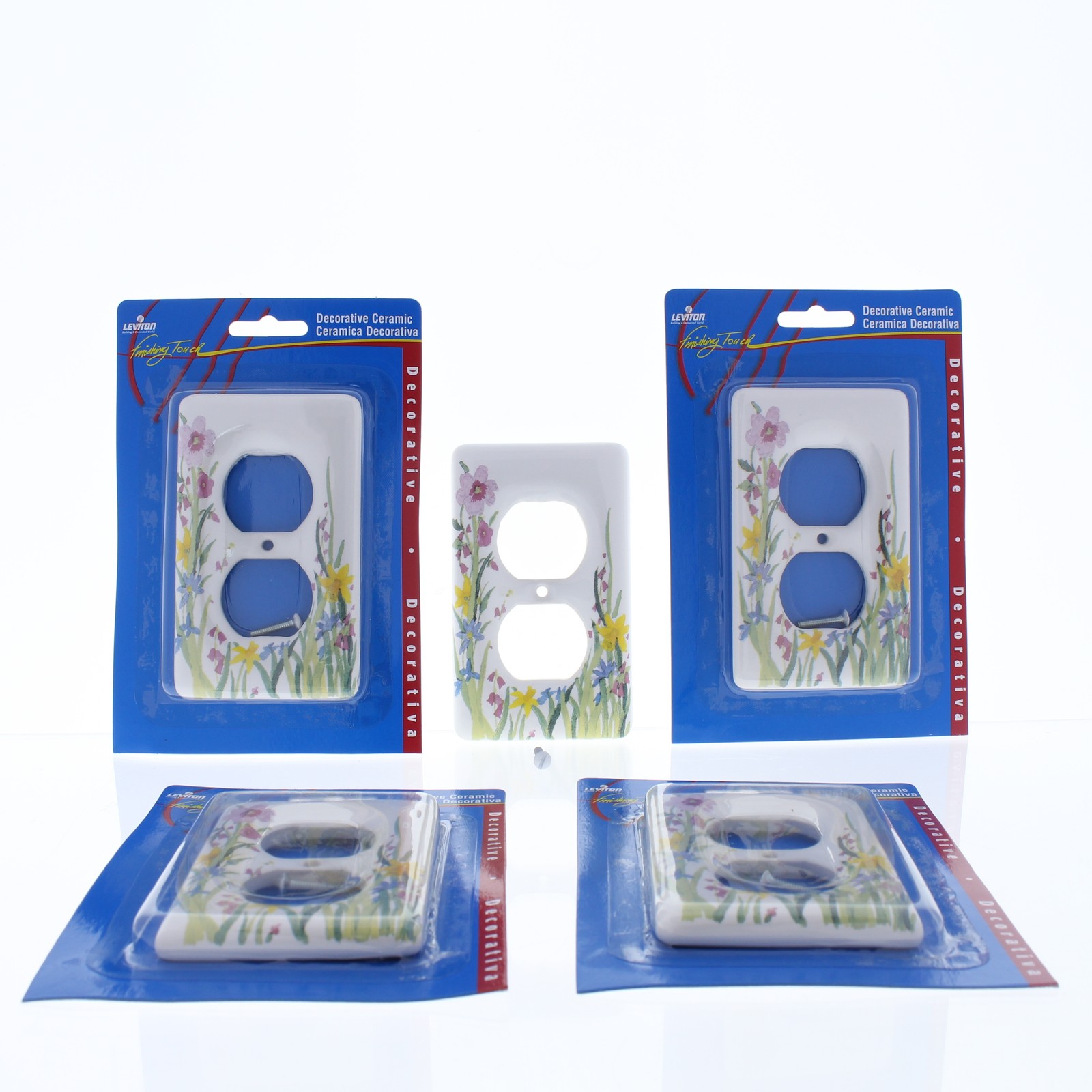 Leviton 89503-WFL WildFlower 1-Gang Duplex Ceramic Standard Wallplate Cover 5pcs Leviton 89503-WFL WildFlower 1-Gang Duplex Ceramic Standard Wallplate Cover 5pcs