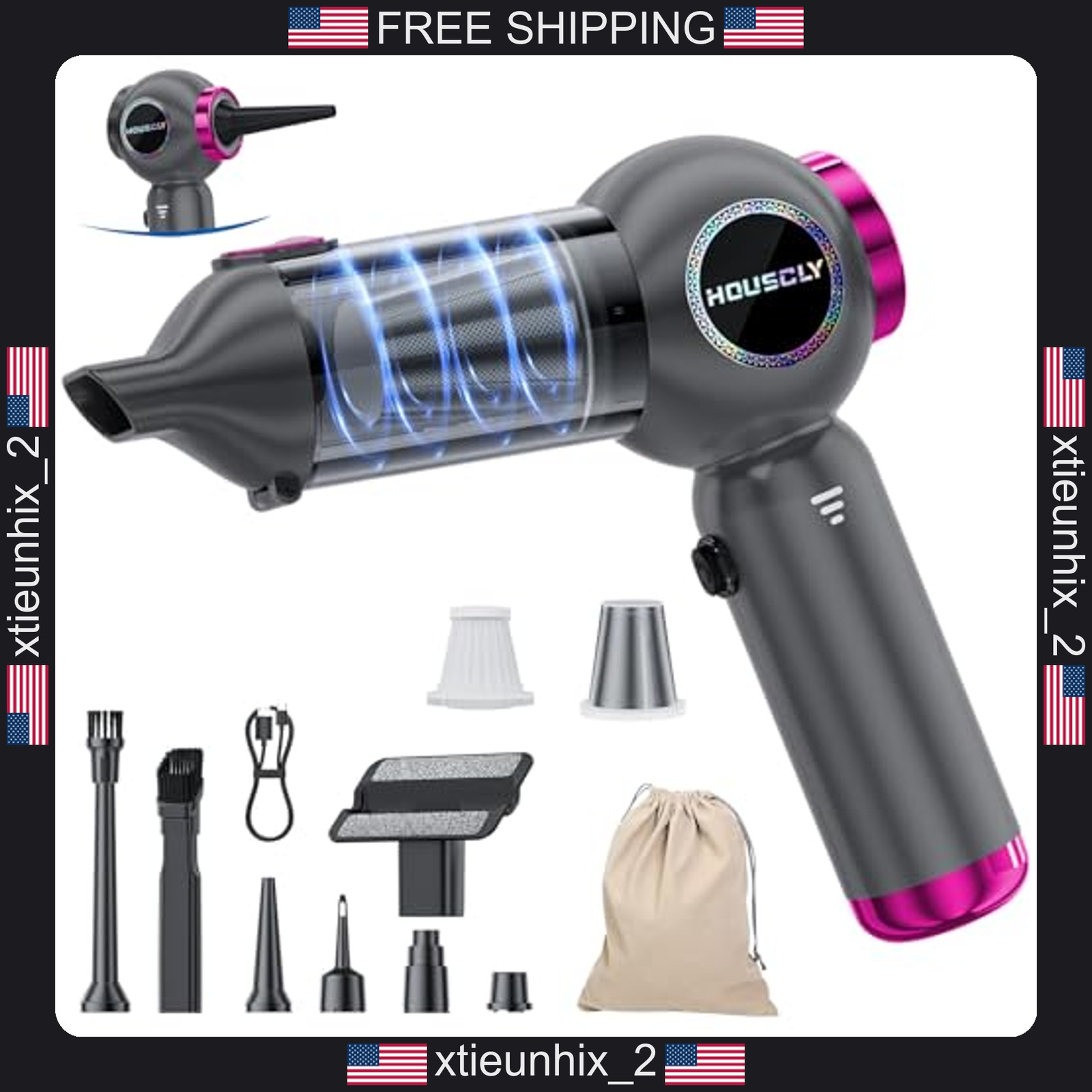 Cordless Handheld Car Vacuum 25000Pa Suction 4-in-1 High Power Cleaner