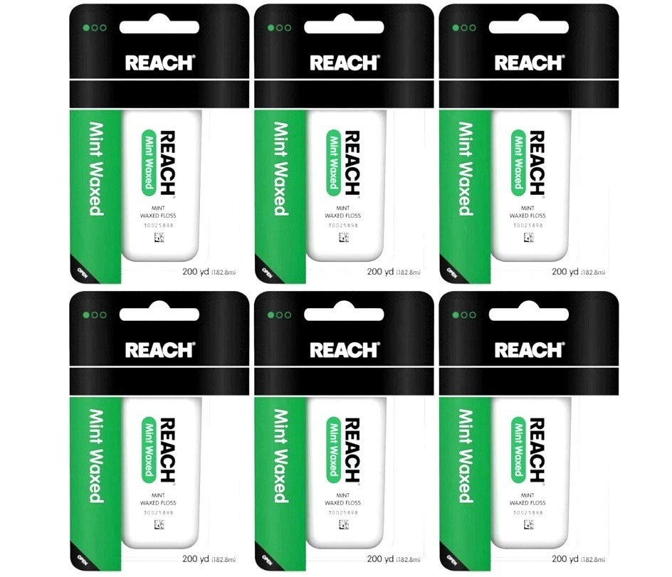 Reach Mint Waxed Dental Floss 6 Pack - 200 yard Each