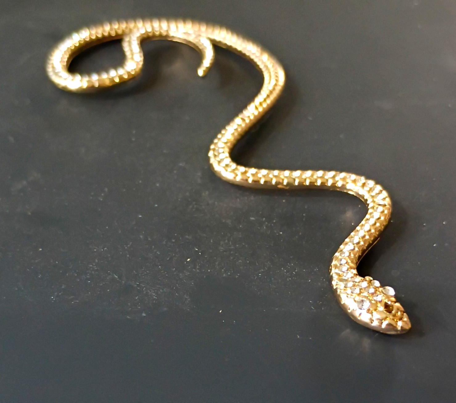 Gold Tone Snake Clear Rhinestones Pavé Snake Design Gold Tone Snake Clear Rhinestones Pavé Snake Design