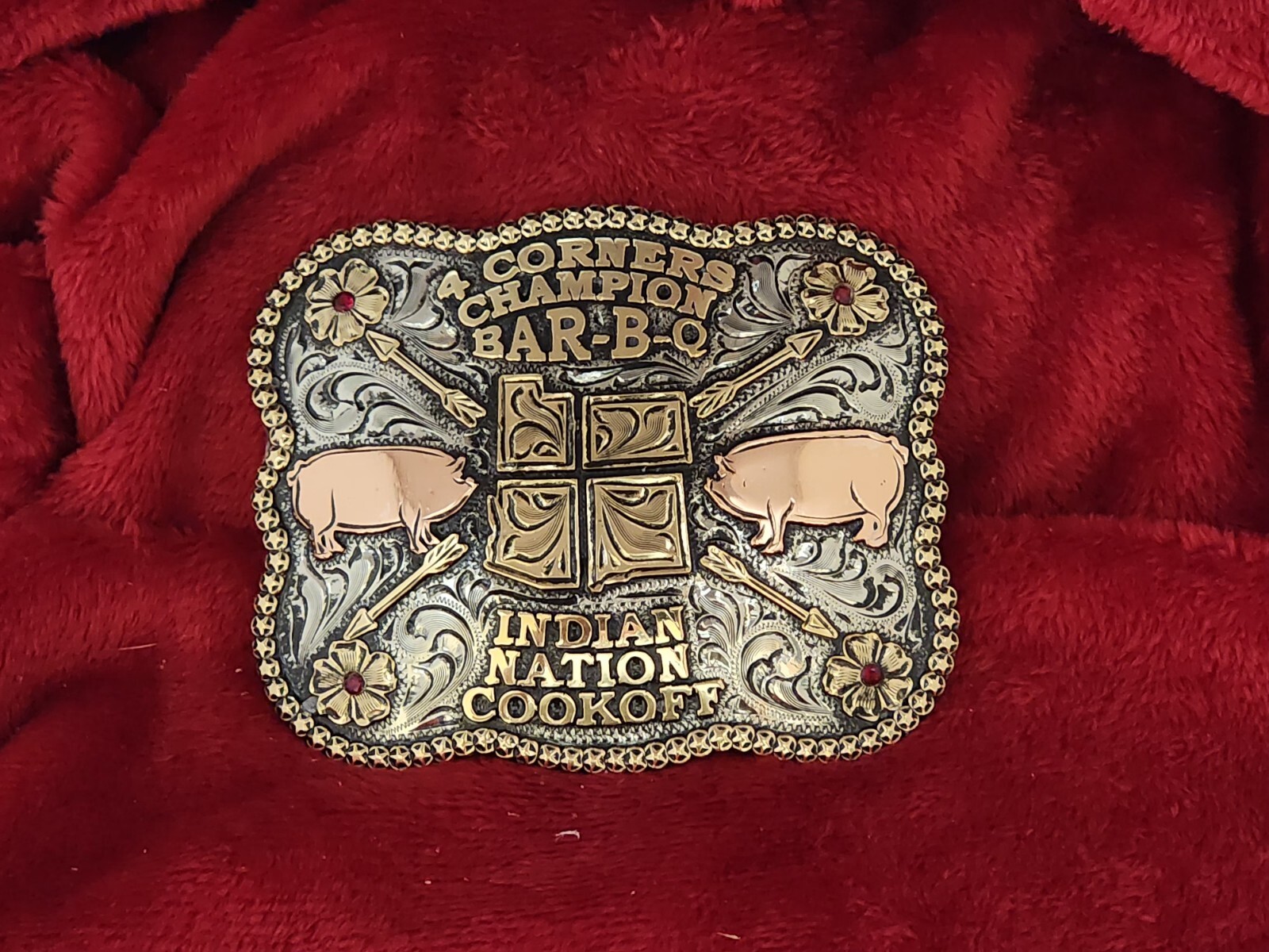 PITMASTER BAR-B-Q PRO CHAMPION TROPHY BUCKLE☆FOUR CORNERS COOKOUT☆Rare☆X09