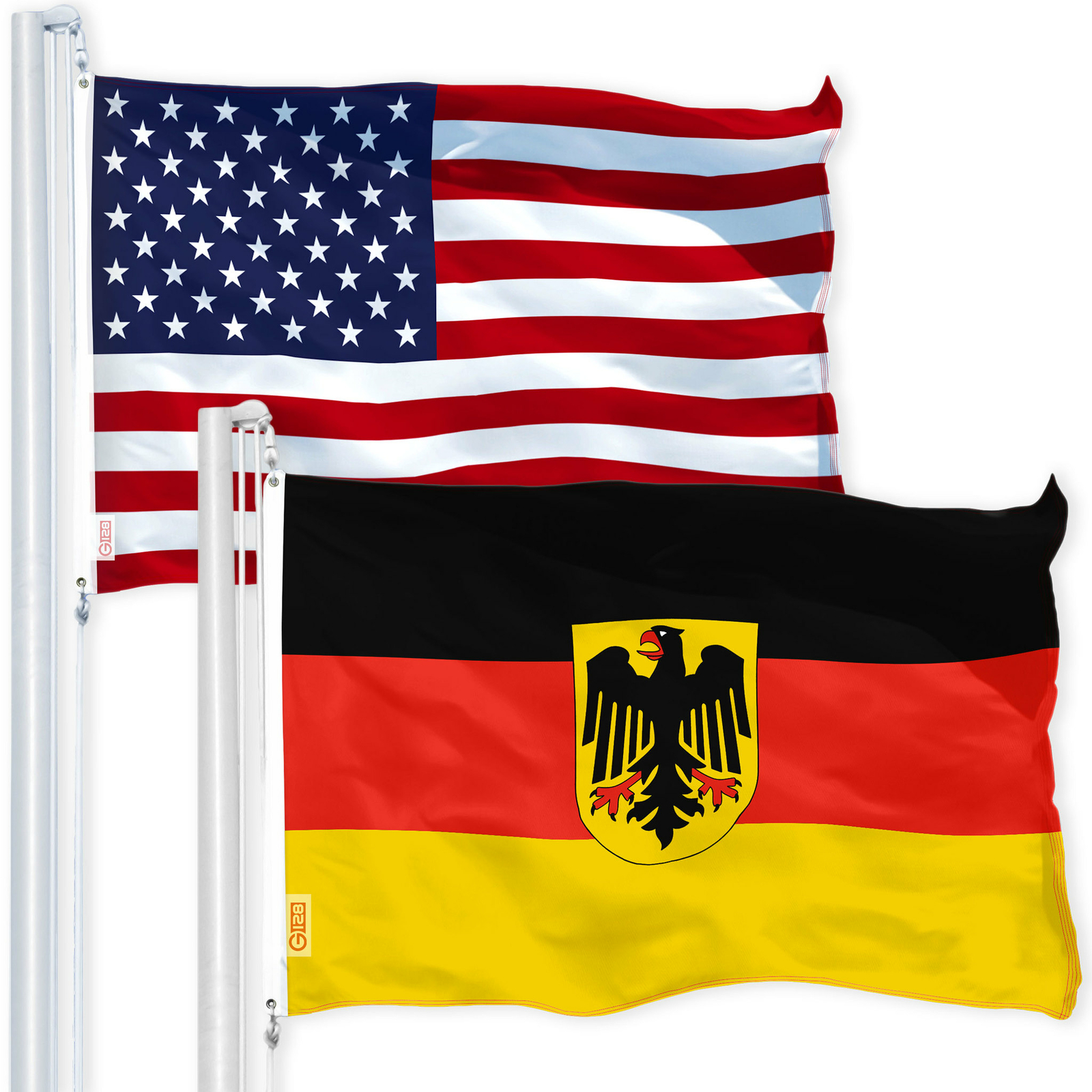 USA American Flag & Germany German Ensign Flag 3x5FT Combo Printed 150D by G128