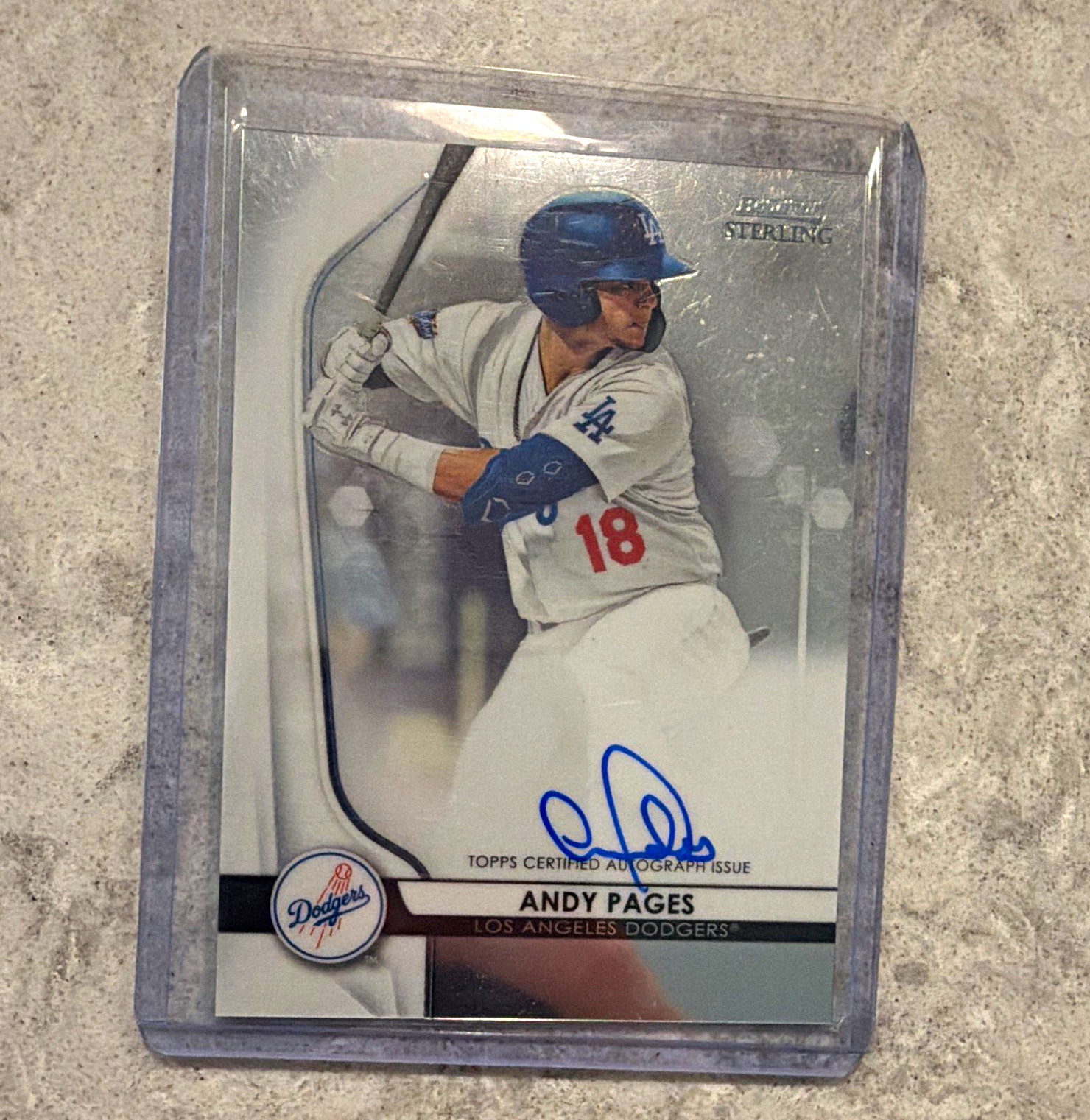 Topps 2020 Bowman Sterling Prospect Autos Andy Pages RC Auto on card dodgers Topps 2020 Bowman Sterling Prospect Autos Andy Pages RC Auto on card dodgers