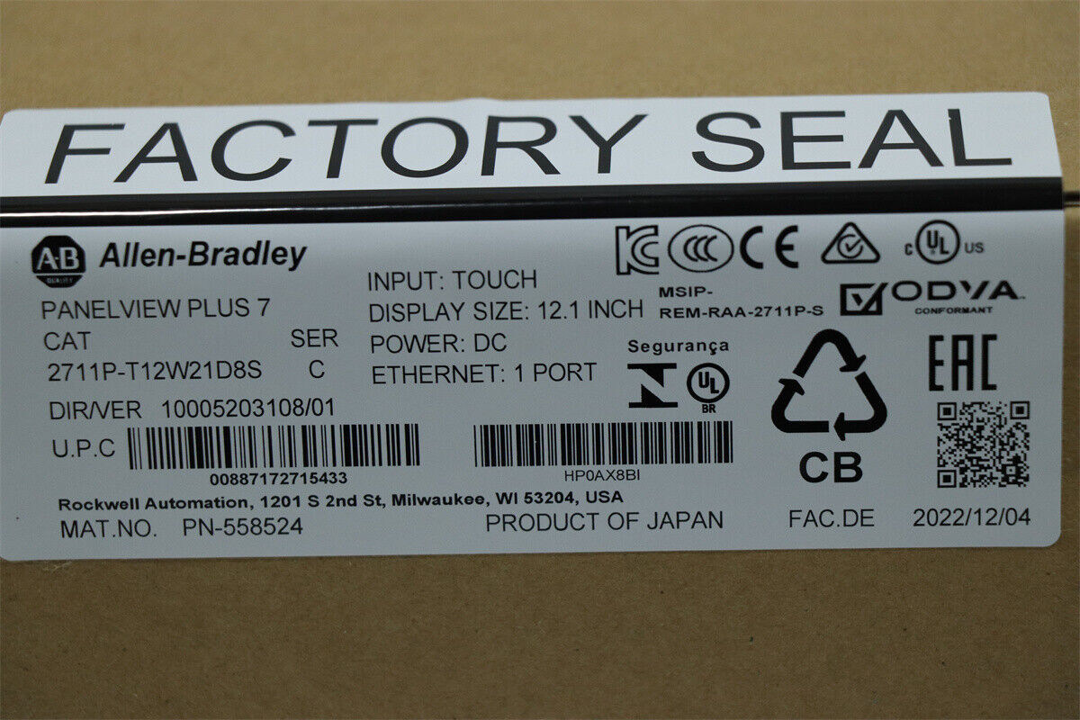 Allen-Bradley 2711P-T12W21D8S PanelView Plus 7 Graphic Terminal 12.1 inch Sealed