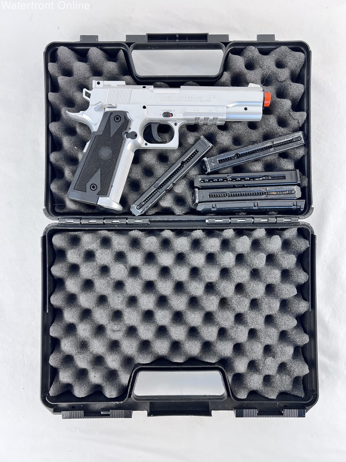 TSD Sports 1911 CO2 Tactical Airsoft Pistol Lot Silver Color - Case & 5 Mags