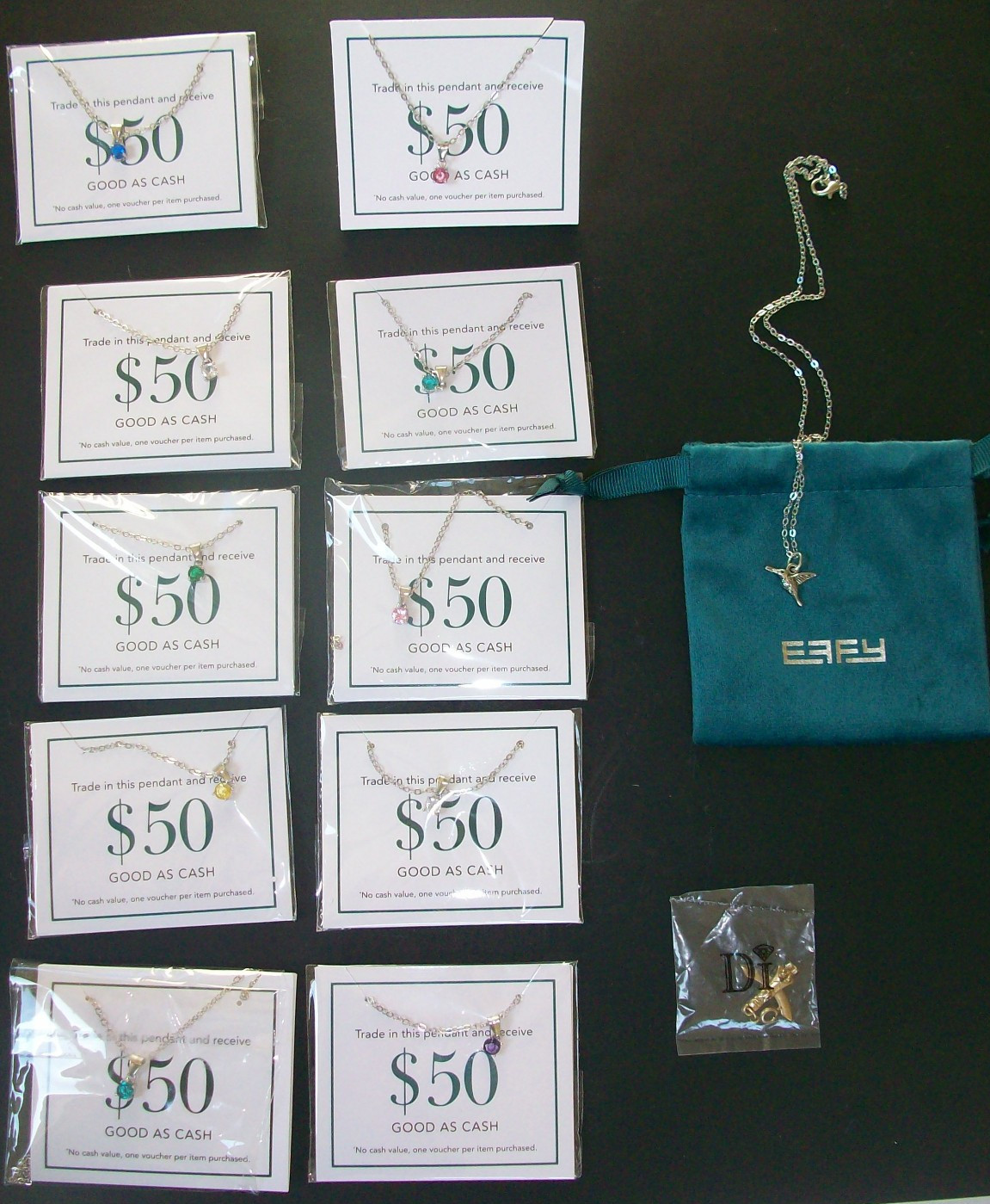 EFFY 10 Pendants and chains, +1 EFFY hummingbird, +1 DI Jewelry Alaska Charm EFFY 10 Pendants and chains, +1 EFFY hummingbird, +1 DI Jewelry Alaska Charm