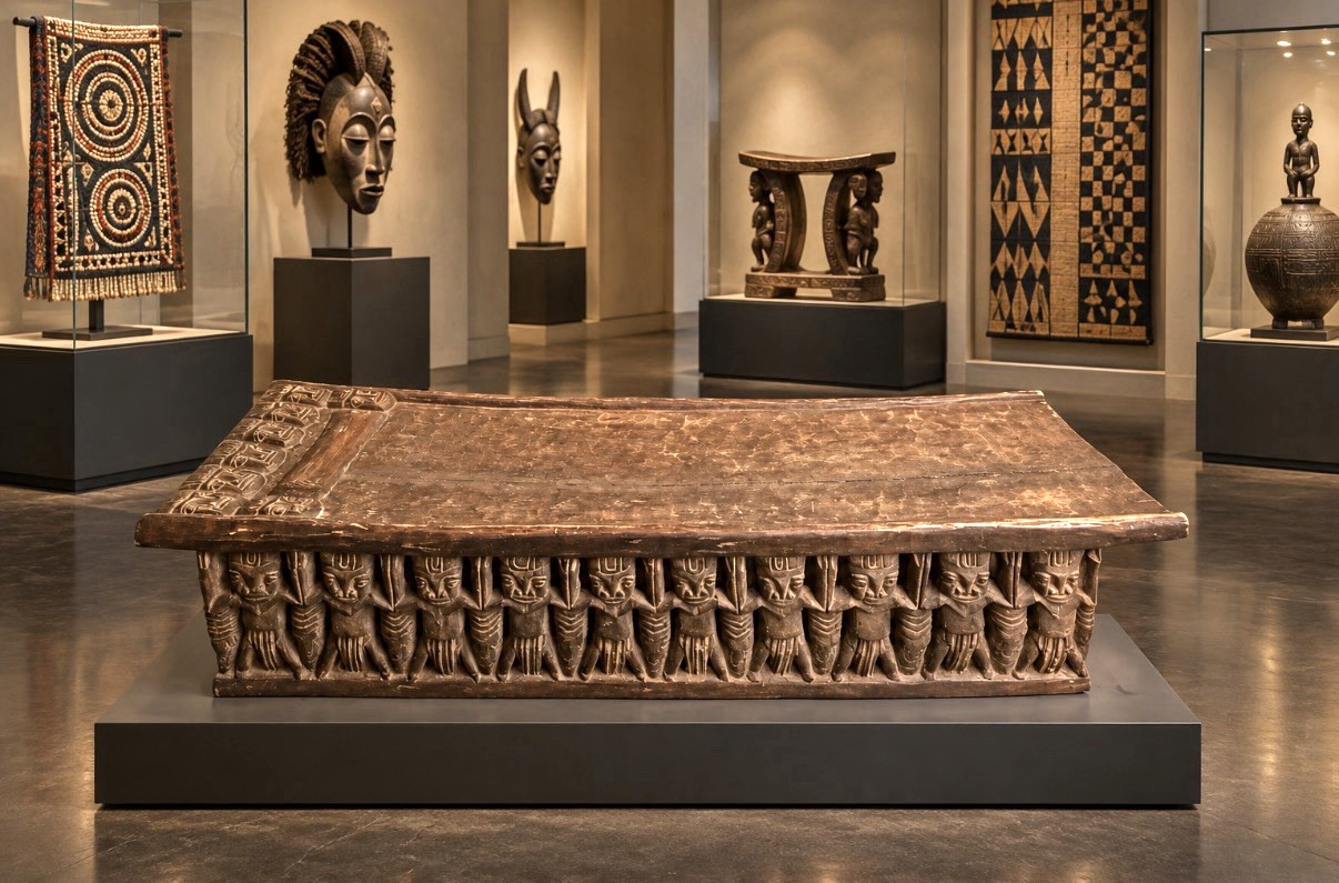 Carved Bamileke Bed African Tribal Antique Table Bench From Cameroon Carved Bamileke Bed African Tribal Antique Table Bench From Cameroon