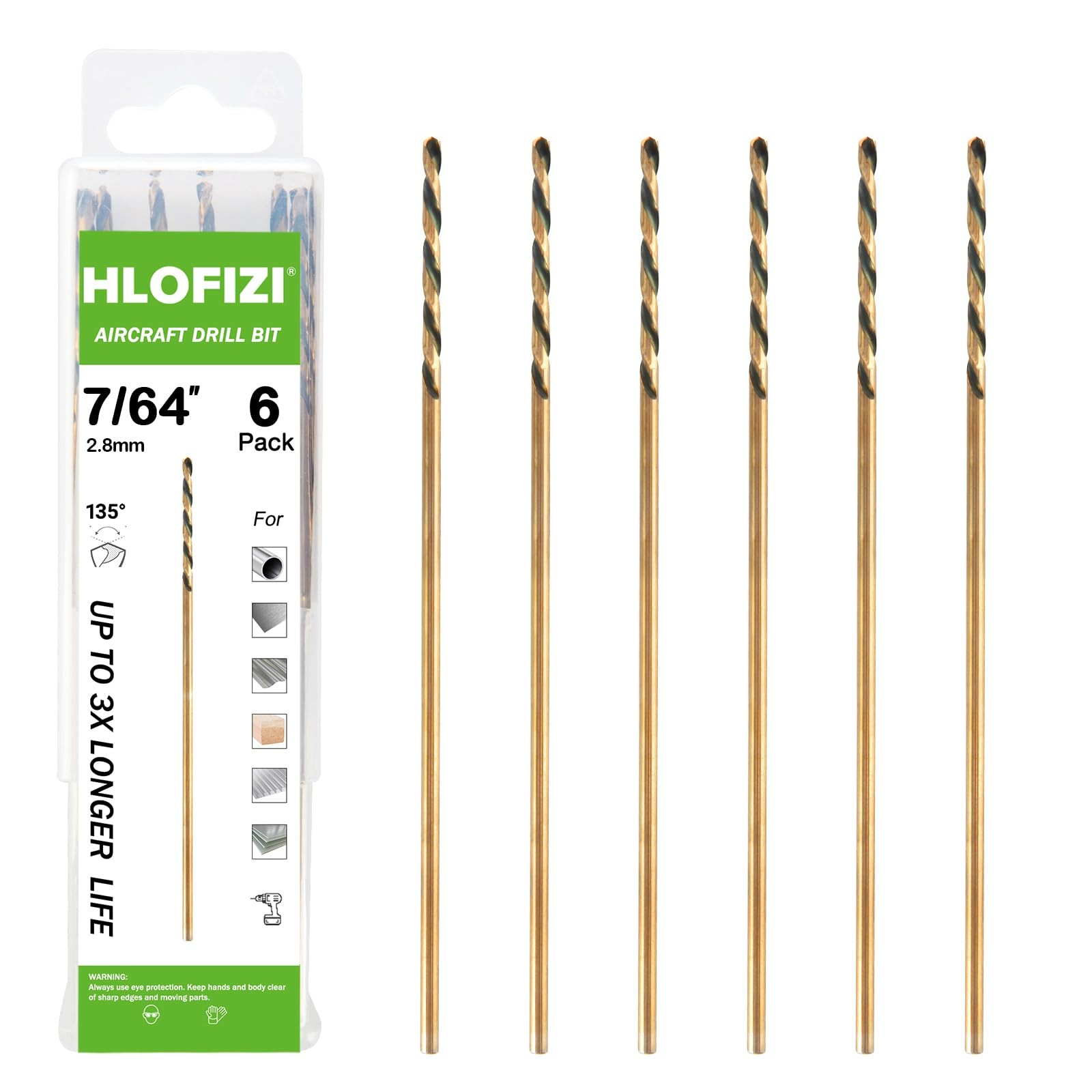 HLOFIZI 7/64 x 6 Inch Extra Long Drill Bits (6 Pack), Aircraft 7/64 HLOFIZI 7/64 x 6 Inch Extra Long Drill Bits (6 Pack), Aircraft 7/64