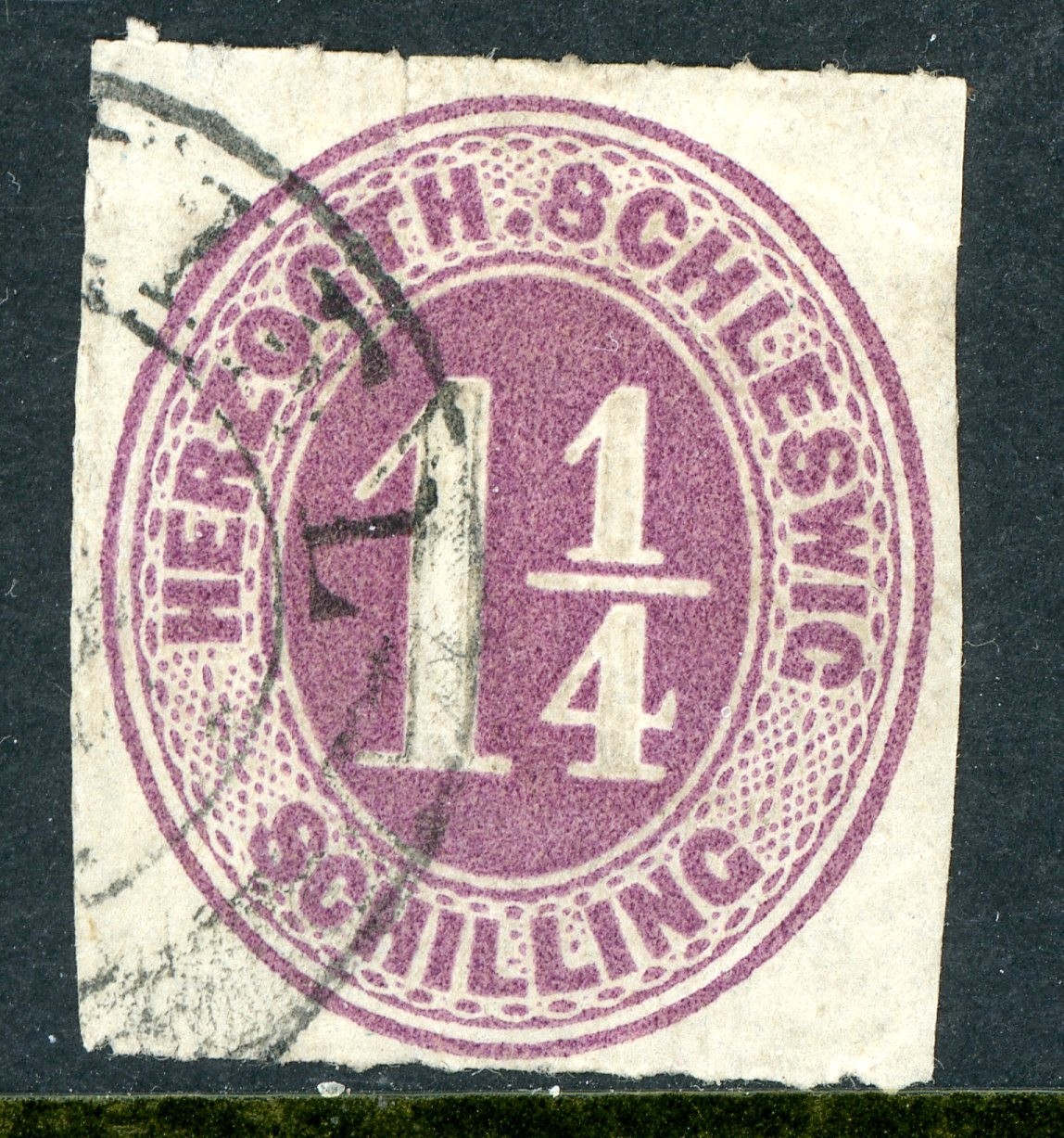 Germany States 1865 Herzogth Schleiswig 1¼ Schilling Red Lilac Scott#11 VFU U549 Germany States 1865 Herzogth Schleiswig 1¼ Schilling Red Lilac Scott#11 VFU U549
