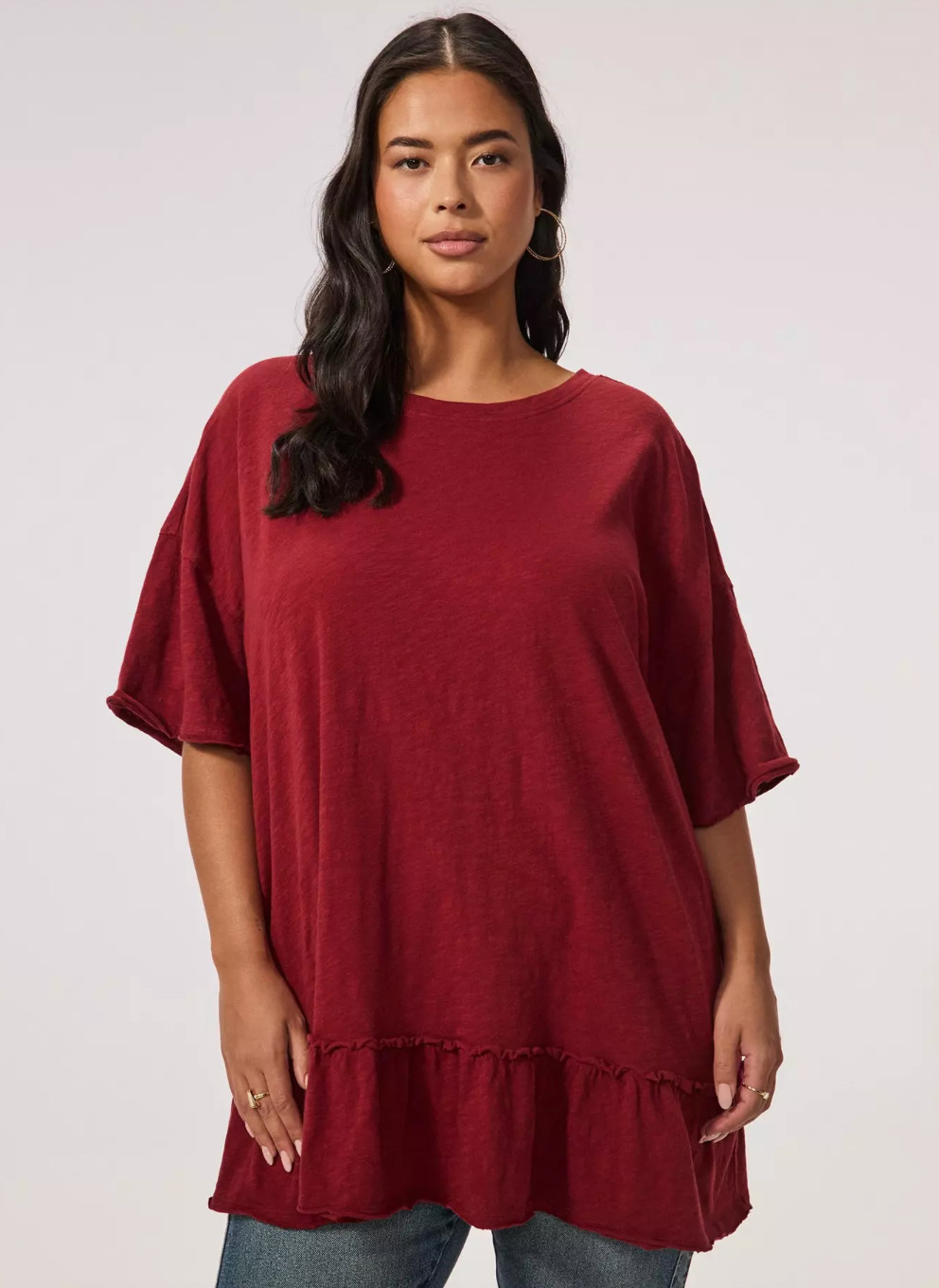 Torrid Festi Oversized Tiered Tee Womens 3X 22 24 Pomegranate Plus Size NWT