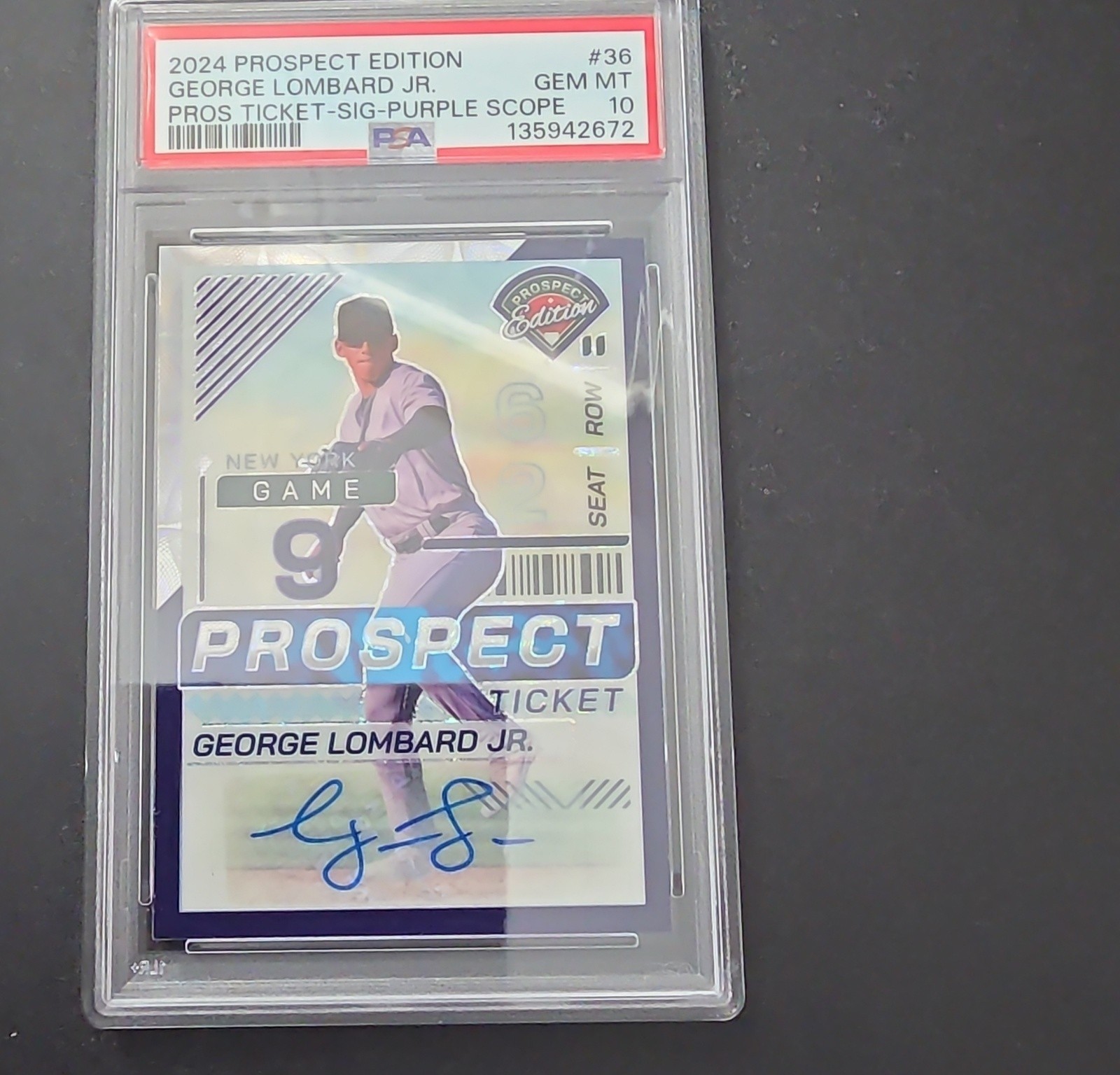 2024 Prospect Edition True RC /49 George Lombard Jr. PSA 10 - Purple Scope 2024 Prospect Edition True RC /49 George Lombard Jr. PSA 10 - Purple Scope