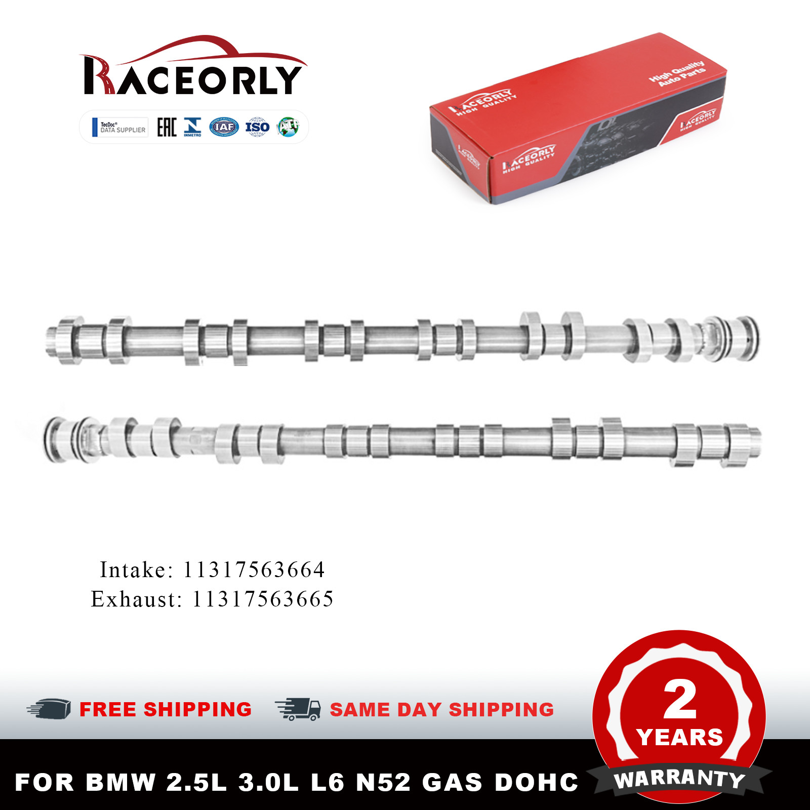 N52 Forged Int&Exh Camshaft for 2006-2013 BMW 325i E90 11317563665 11317563664