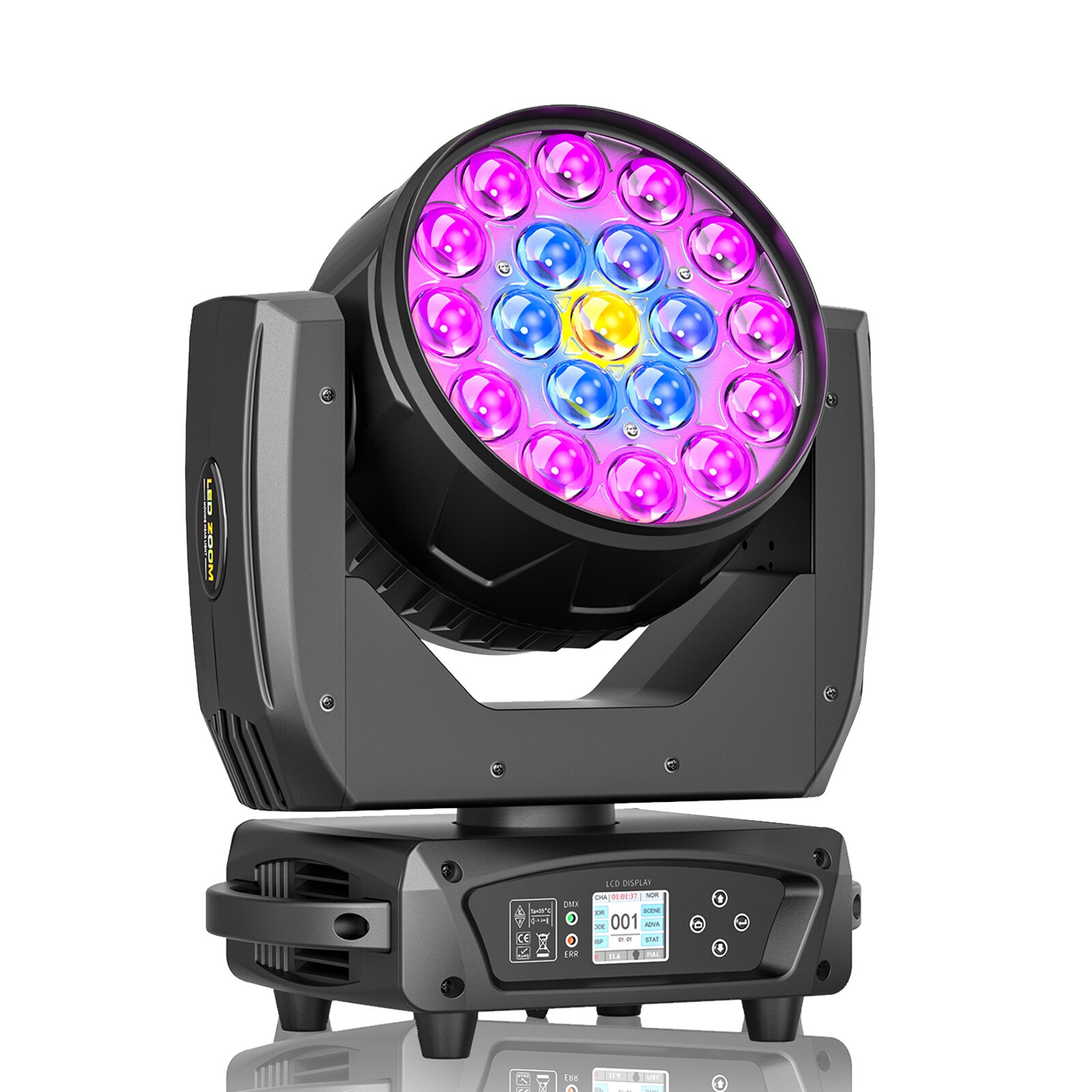 4X 380W 19LED Beam Wash Spot Light Moving Head Lighting DMX512 With Flight Case