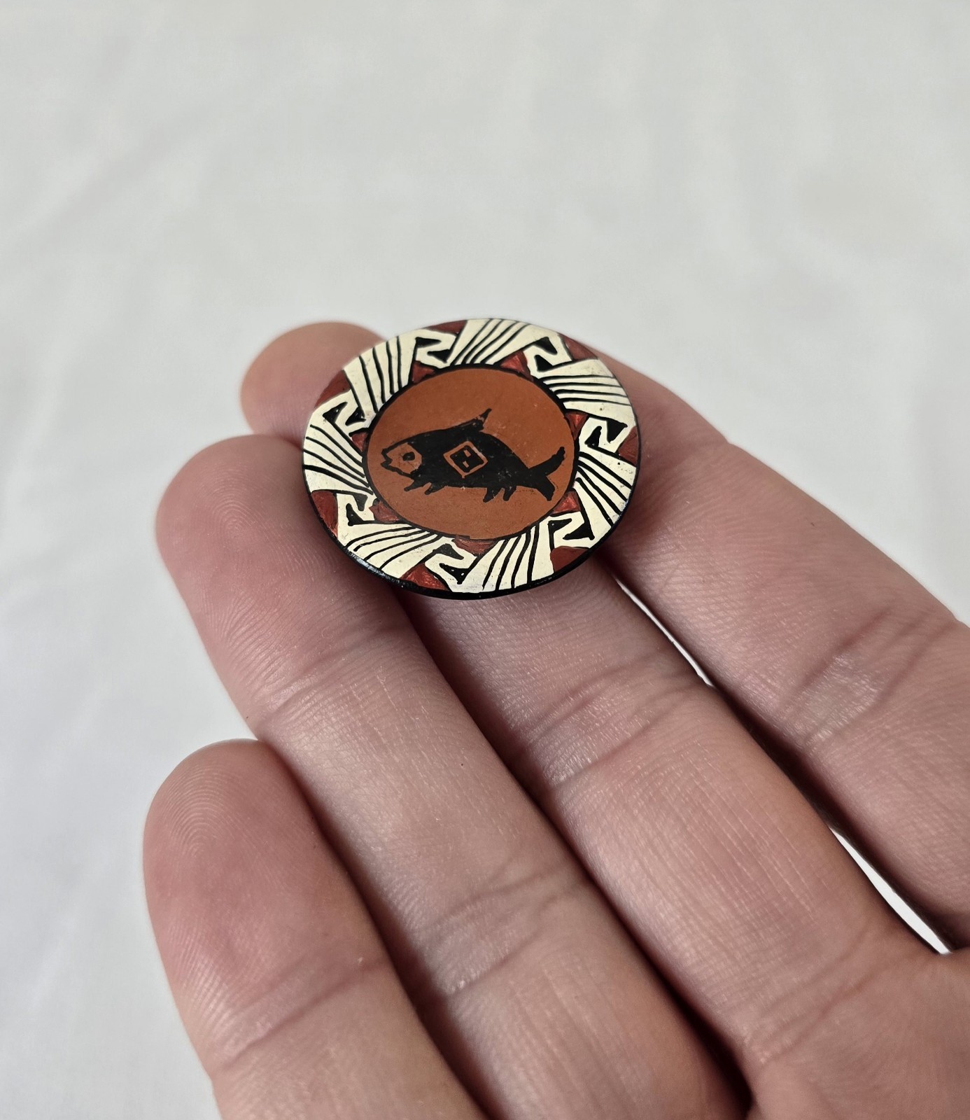Vintage Fish Plate Acoma Miniature Handmade Pottery Signed GA Gloria Antonio Vintage Fish Plate Acoma Miniature Handmade Pottery Signed GA Gloria Antonio