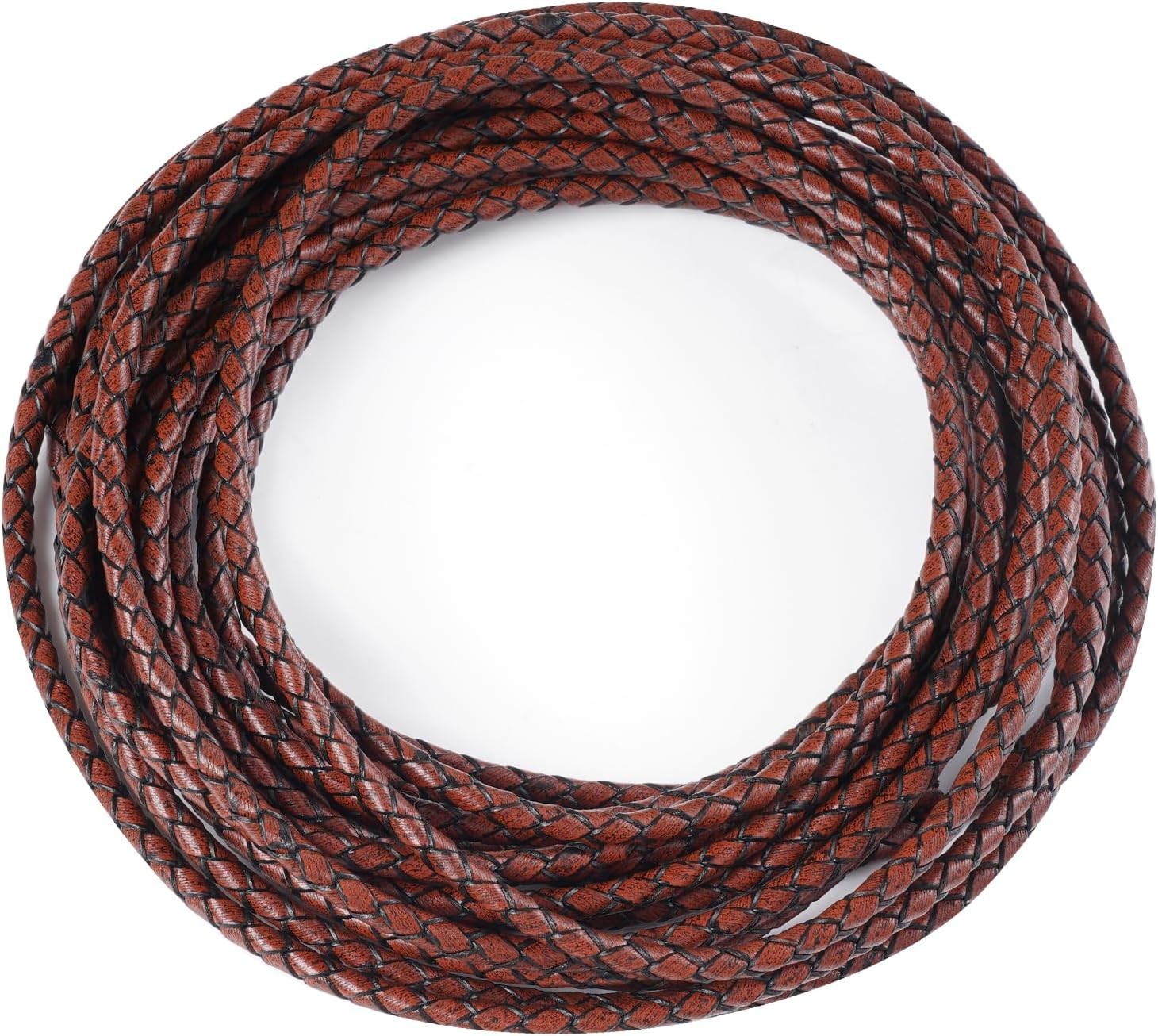 Lystaii 5.5 Yards Genuine Leather Cord 4mm Round Braided Bolo Antique Brown Lystaii 5.5 Yards Genuine Leather Cord 4mm Round Braided Bolo Antique Brown