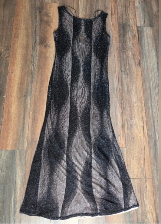 Joseph Ribkoff VTG 90s y2k Couture Cocktail Event Dress Beads Metallic Whimsgoth