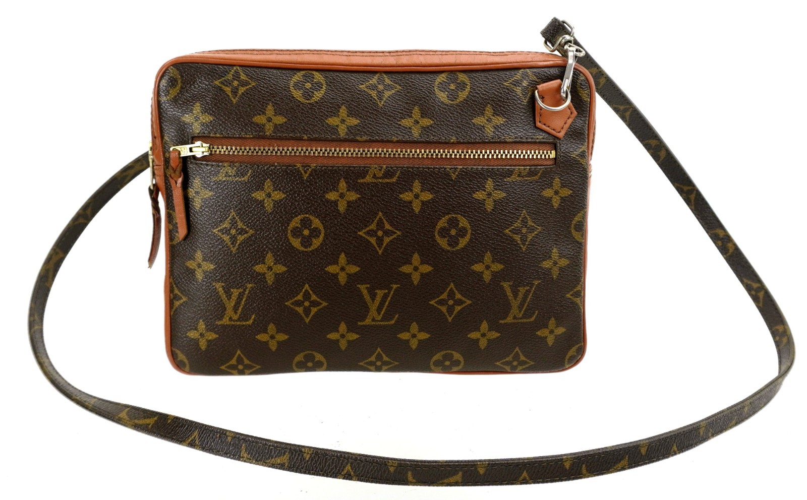 Authentic 1980s LOUIS VUITTON LV Monogram Leather Shoulder Sports Bag France Authentic 1980s LOUIS VUITTON LV Monogram Leather Shoulder Sports Bag France