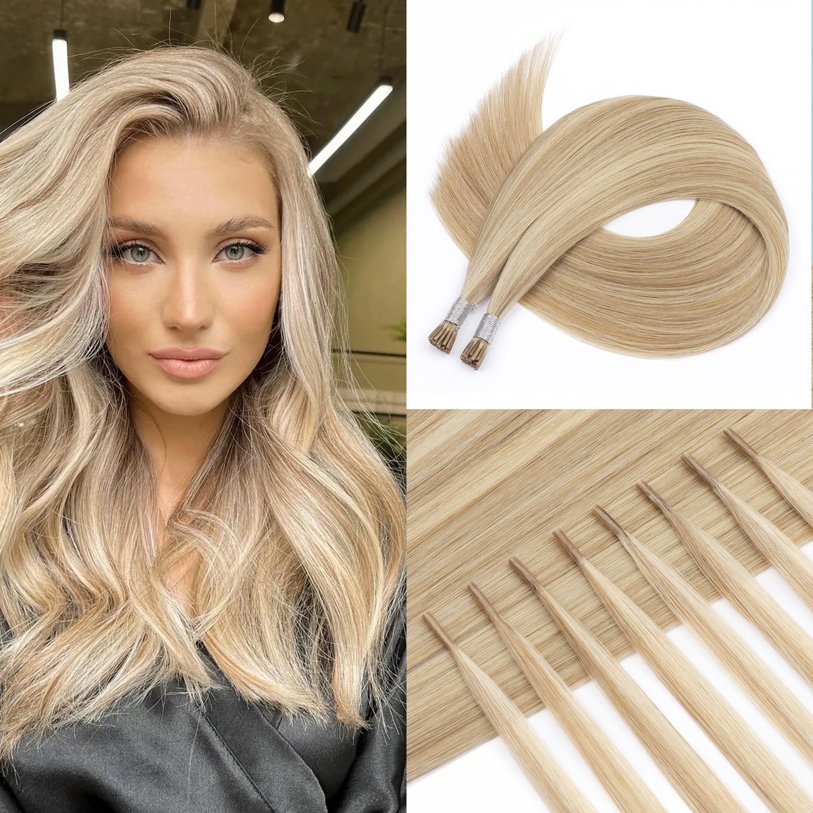 Jinyisong Straight I Tip Human Hair Extensions 22in