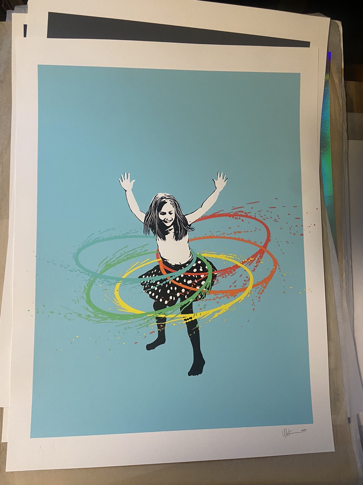 Ubik Hula Hoop Screen Print Art Poster Blue Edition Signed, Embossed & #’d Of 85 Ubik Hula Hoop Screen Print Art Poster Blue Edition Signed, Embossed & #’d Of 85