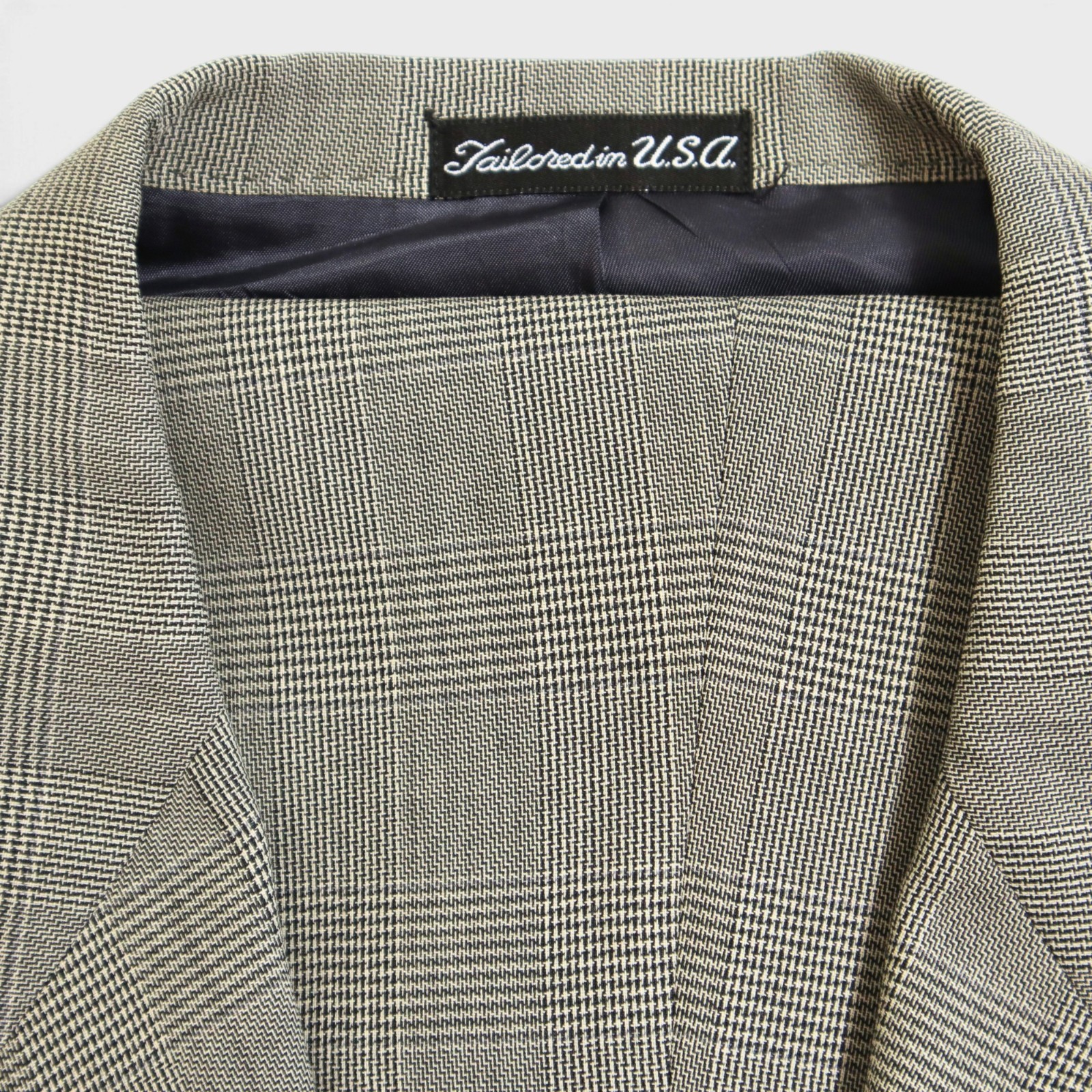 Vintage Tom James Innocenti Italy 2 Piece Suit 46R Gray Prince of Wales Wool