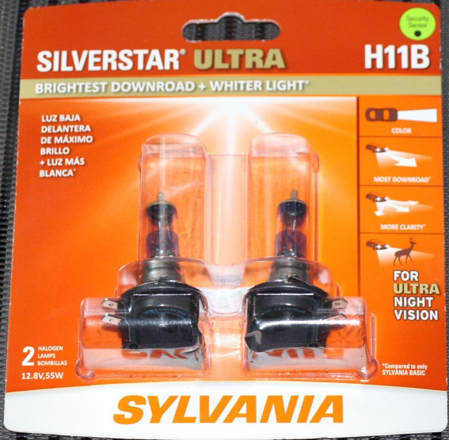 Sylvania Silverstar ULTRA H11B Headlight 2 Bulbs Pair Set H11BSU.BP2 NEW