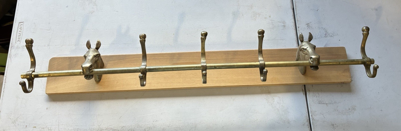 Vintage Brass Equestrian Horse Head, Five Hook Coat Rack – Rare Vintage Brass Equestrian Horse Head, Five Hook Coat Rack – Rare
