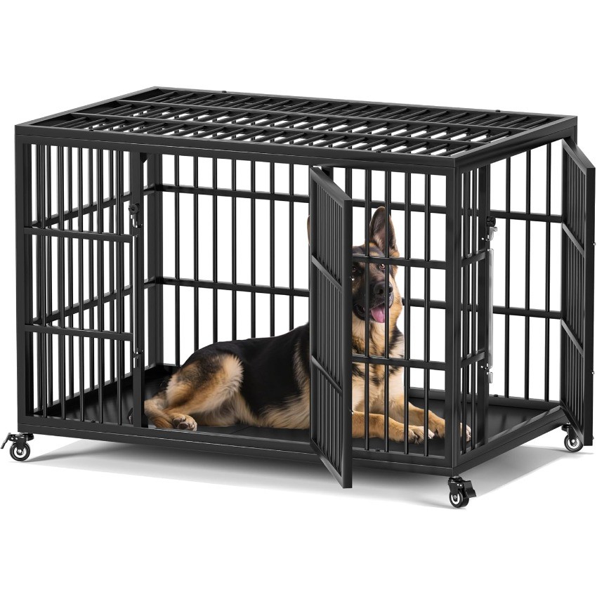 VERIFURTY 48 Inch Heavy Duty Dog Crate for Large Dogs with Self-Locking Latch
