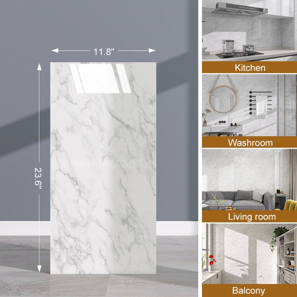 20/40PCS Faux Marble Self-Adhesive Tile Sticker,60x30cm Wall Foam Panel Sticker