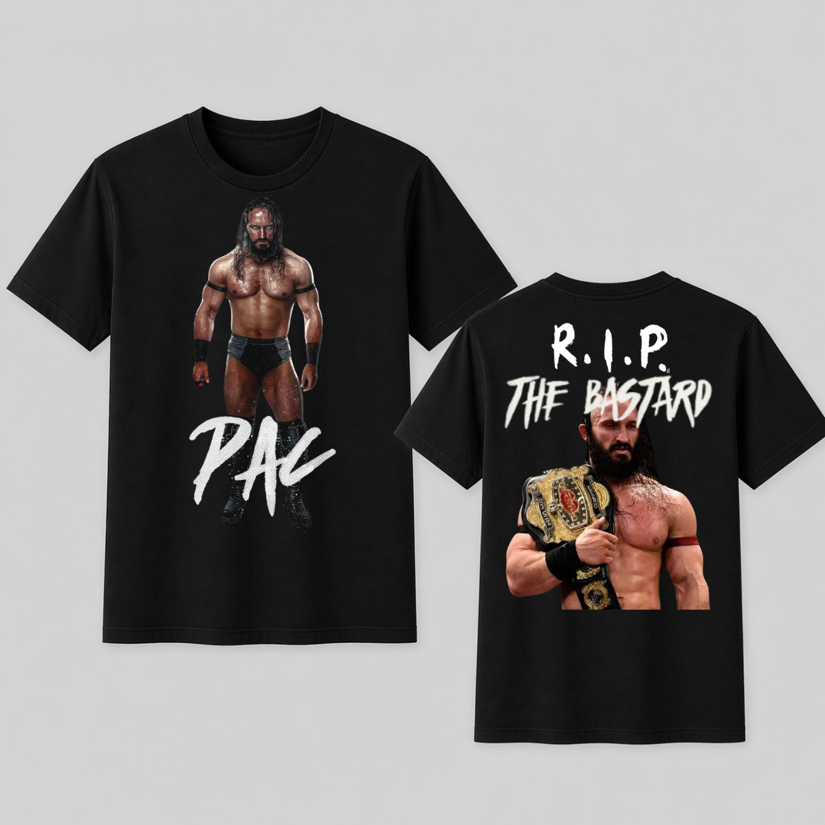 R.I.P PAC The Bastard AEW Wrestling Graphic T Shirt Black Cotton Vintage Tee R.I.P PAC The Bastard AEW Wrestling Graphic T Shirt Black Cotton Vintage Tee