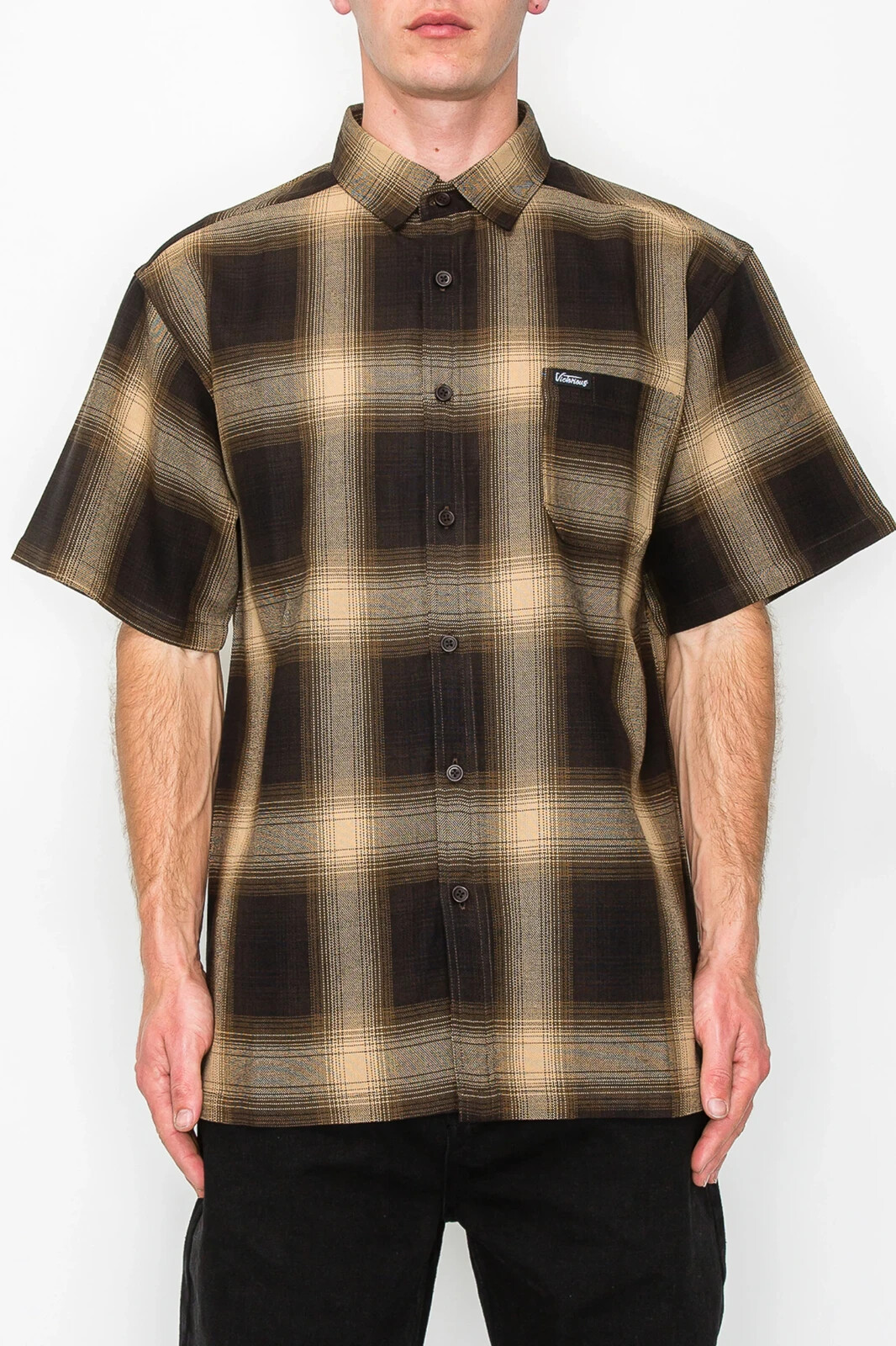Victorious Men's Old School Plaid Flannel Short Sleeve Shirts VS-SS30 Victorious Men's Old School Plaid Flannel Short Sleeve Shirts VS-SS30