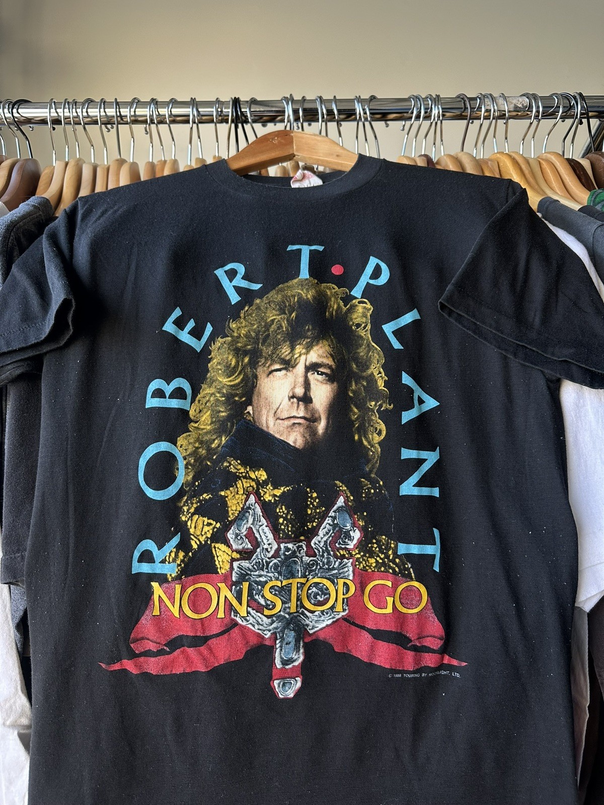 80s 1988 Vintage Robert Plant Non Stop Go World Tour T-shirt Band Concert Sz S 80s 1988 Vintage Robert Plant Non Stop Go World Tour T-shirt Band Concert Sz S