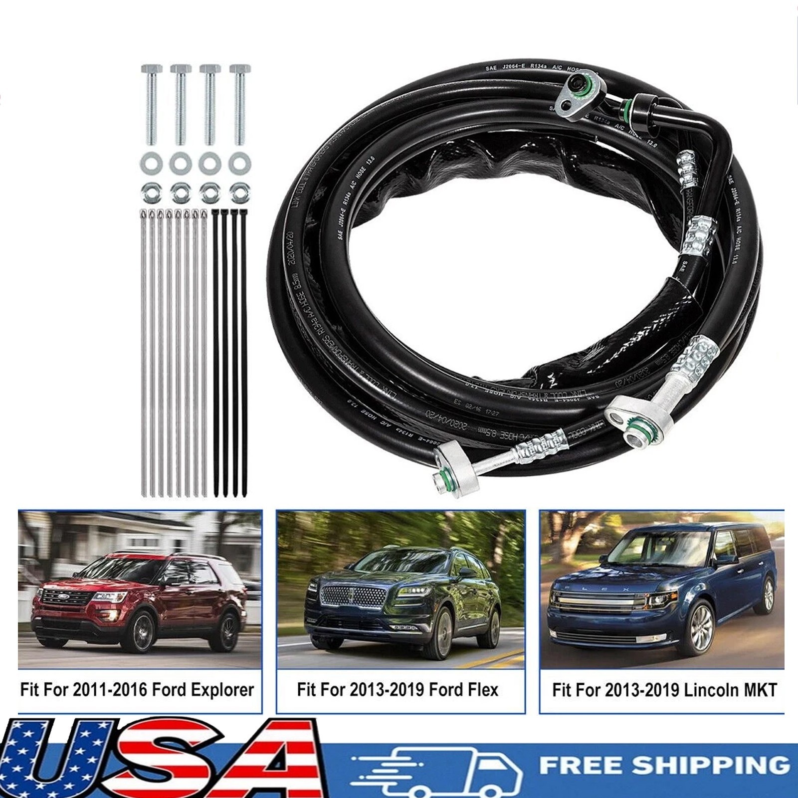 FE37190 Rear AC Line Set For 2011-2016 Ford Explorer Fit 2013-2019 Flex and MKT/