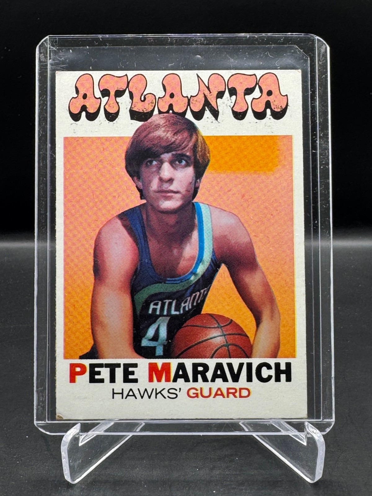 1971-72 TOPPS PETE MARAVICH ATLANTA HAWKS #55 VG-EX 1971-72 TOPPS PETE MARAVICH ATLANTA HAWKS #55 VG-EX