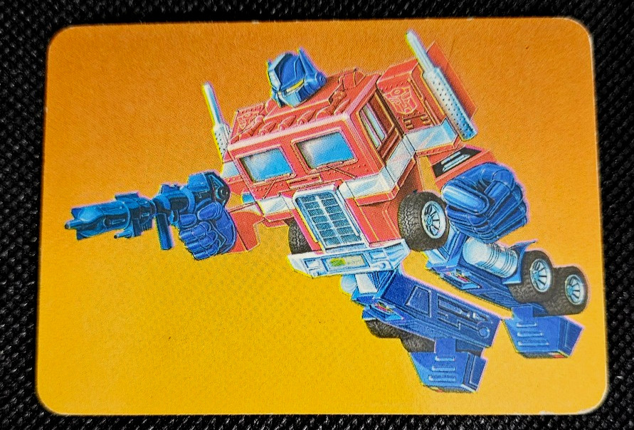 1985 MILTON BRADLEY TRANSFORMERS ACTION CARDS #1 OPTIMUS PRIME EX-