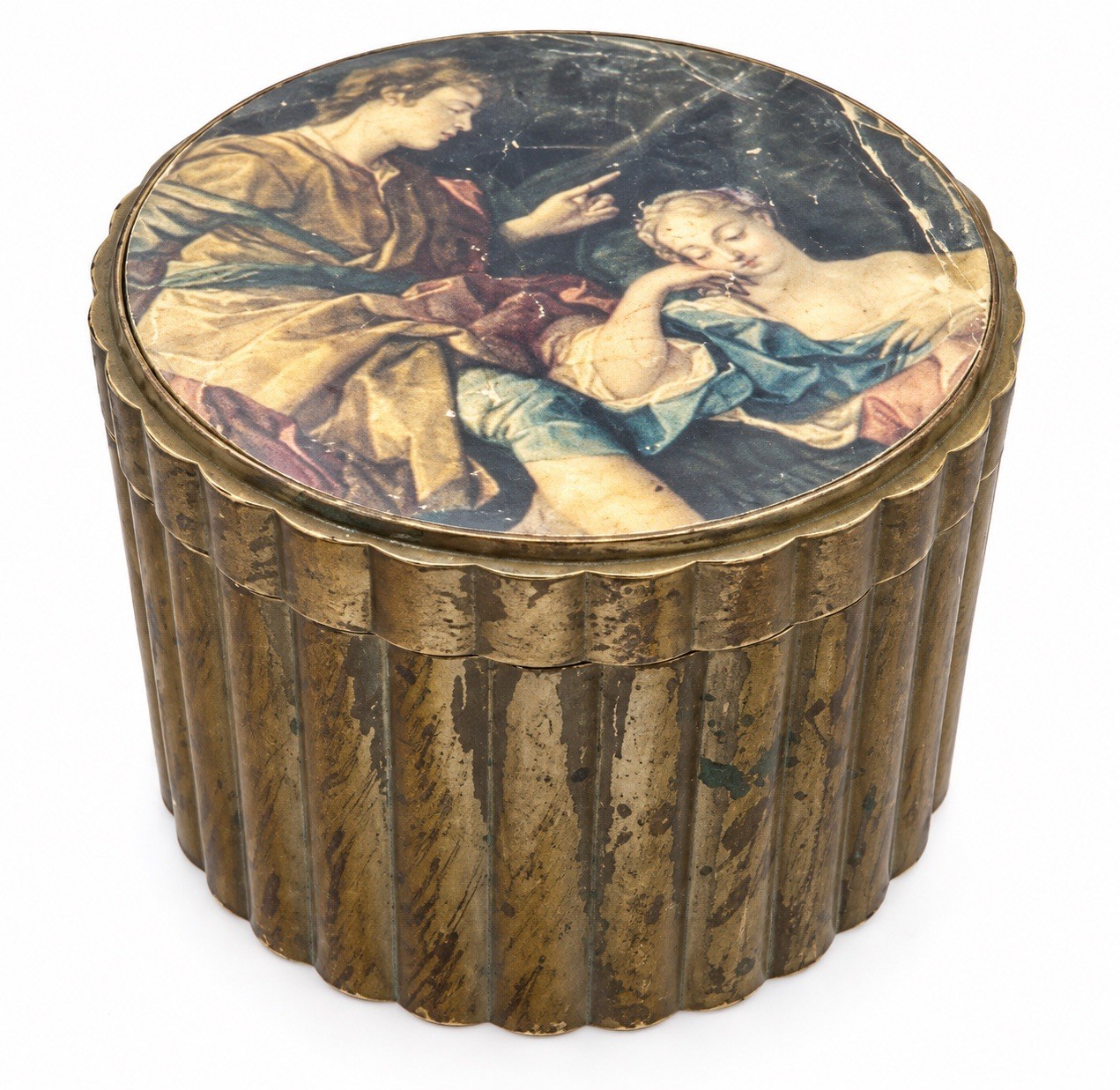 Vintage Italian Gold Tone Coasters Set of 6 Classical Art Holder Made in Italy