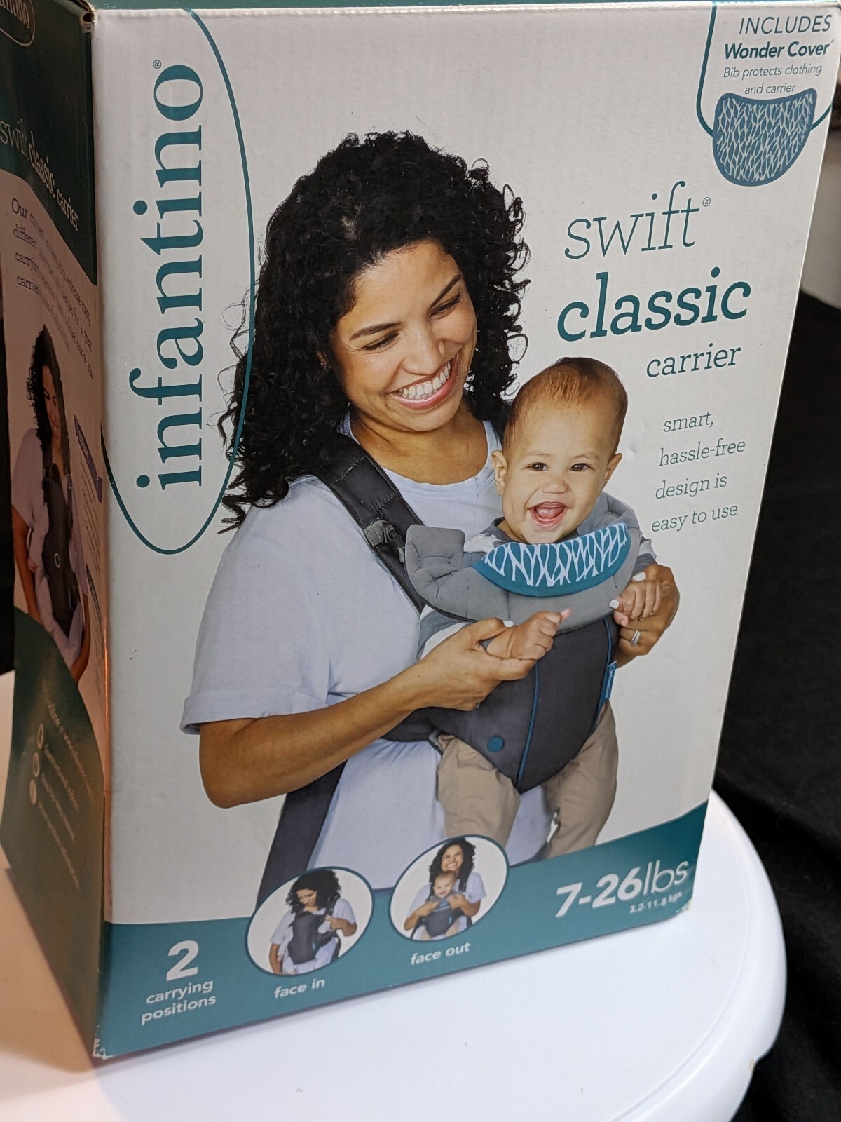 Infantino Swift Classic Baby Carrier 7-26 lbs Face In Out Gray Teal Box Infantino Swift Classic Baby Carrier 7-26 lbs Face In Out Gray Teal Box